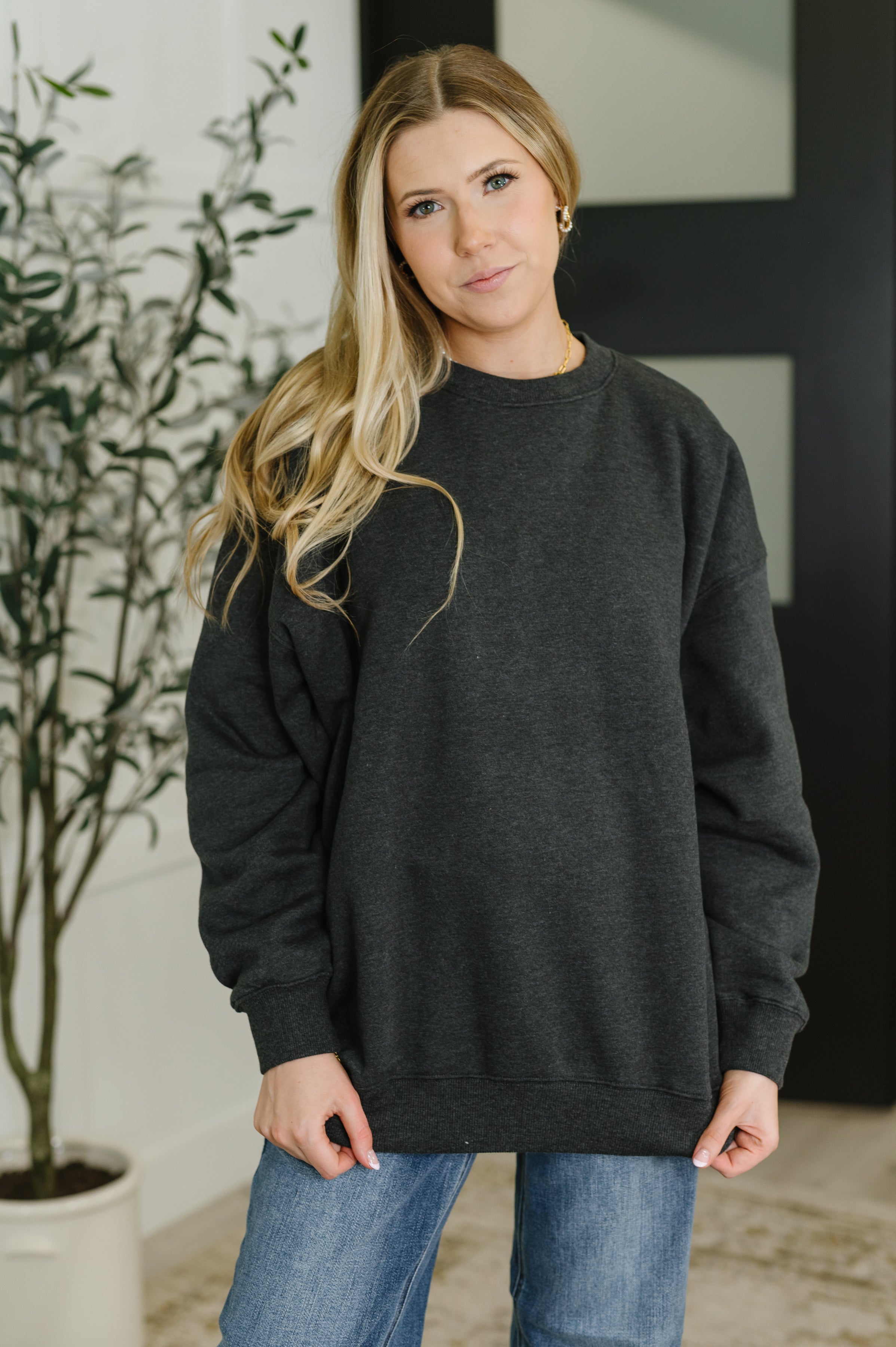 Sunday Snug Relaxed Pullover in Charcoal Womens Ave Shops- Tilden Co.