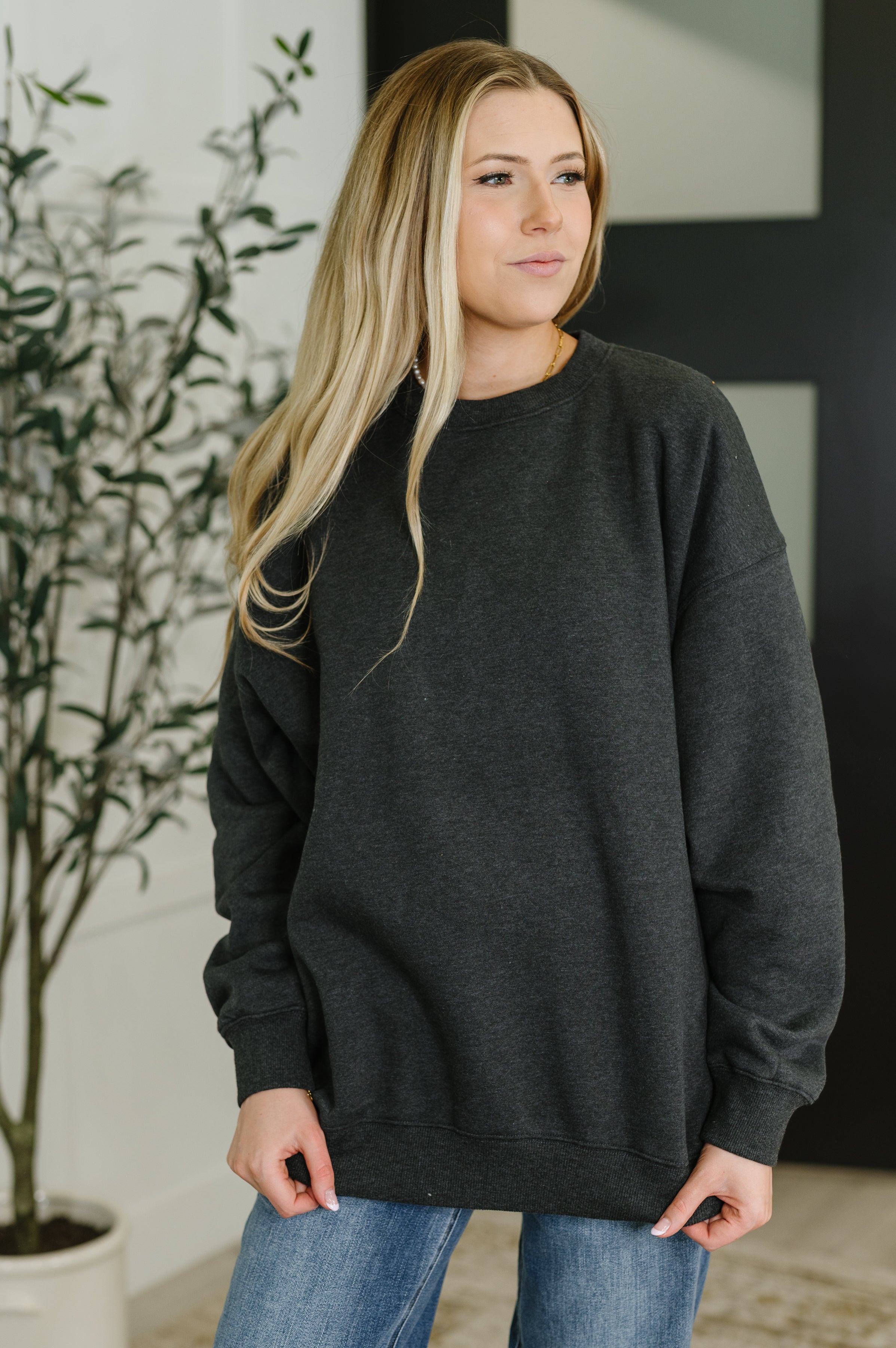 Sunday Snug Relaxed Pullover in Charcoal Womens Ave Shops- Tilden Co.
