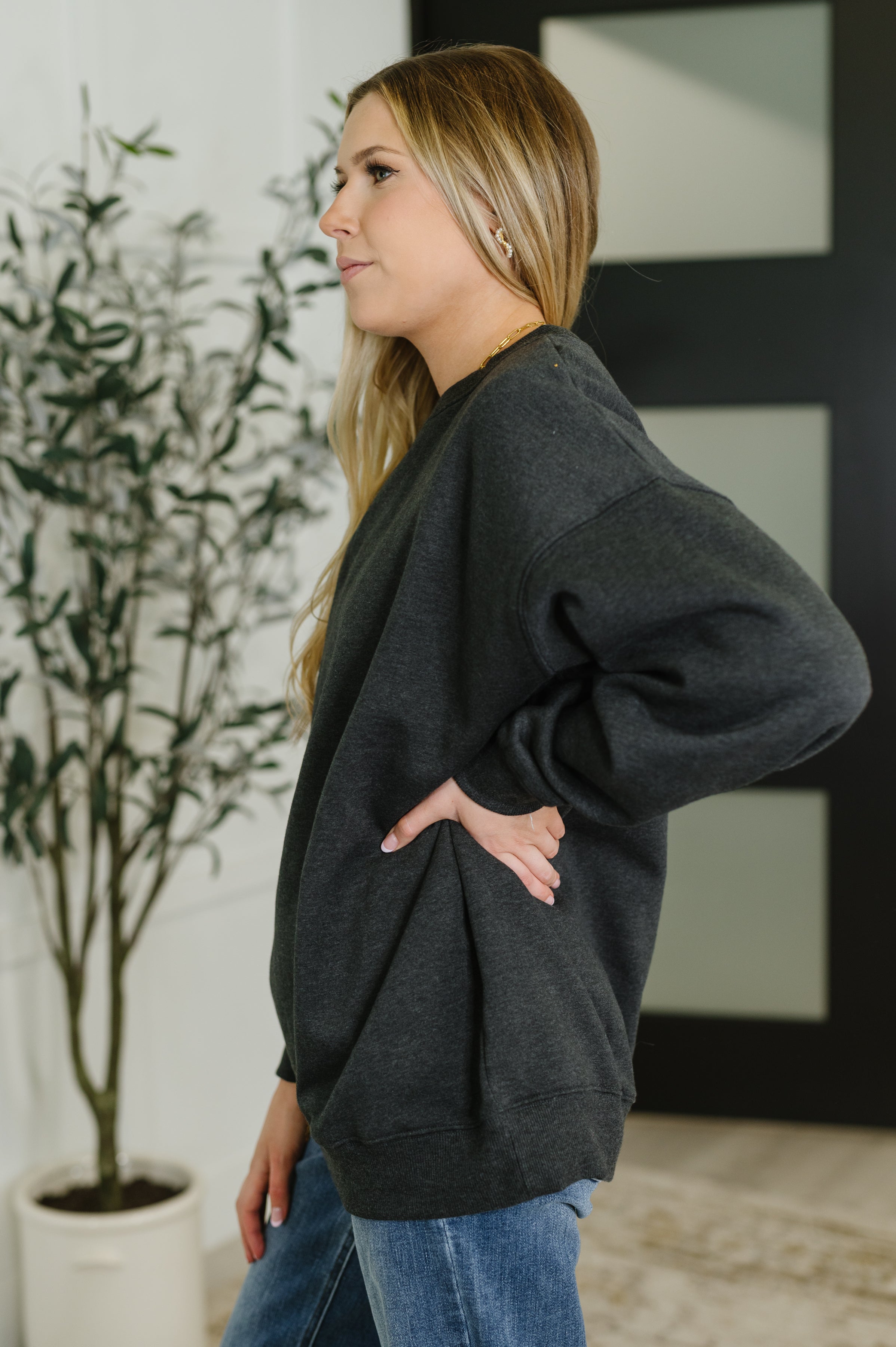 Sunday Snug Relaxed Pullover in Charcoal Womens Ave Shops- Tilden Co.