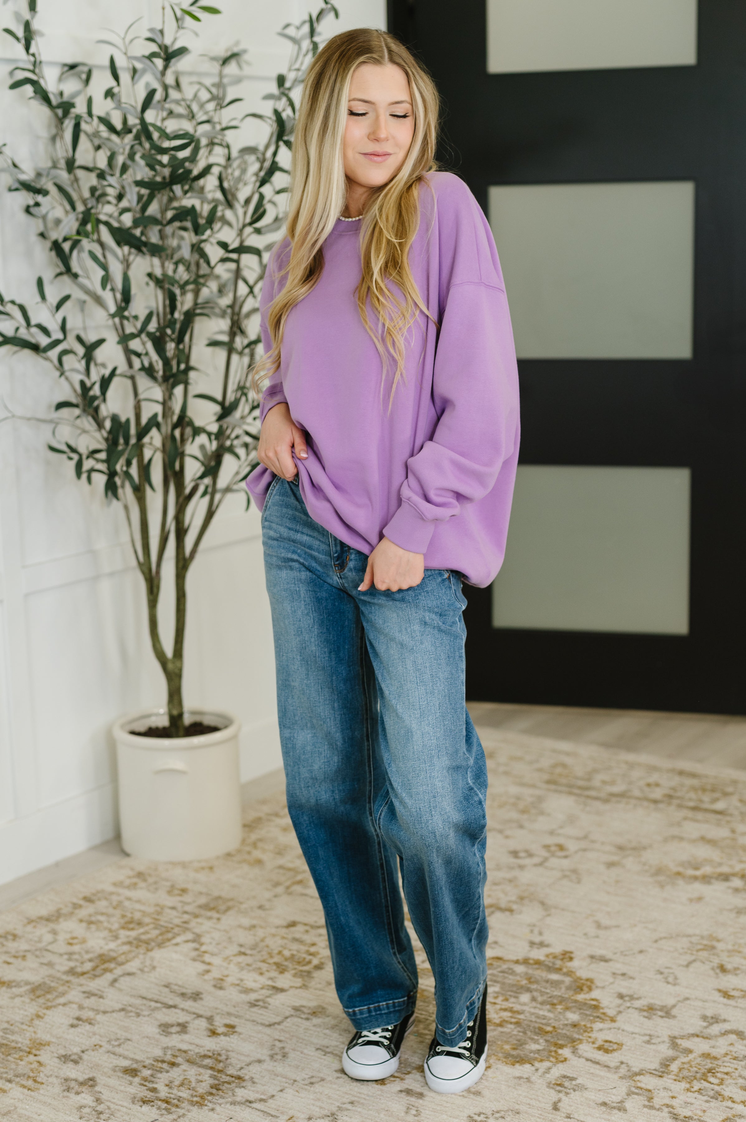 Sunday Snug Relaxed Pullover in Lavender Womens Ave Shops- Tilden Co.
