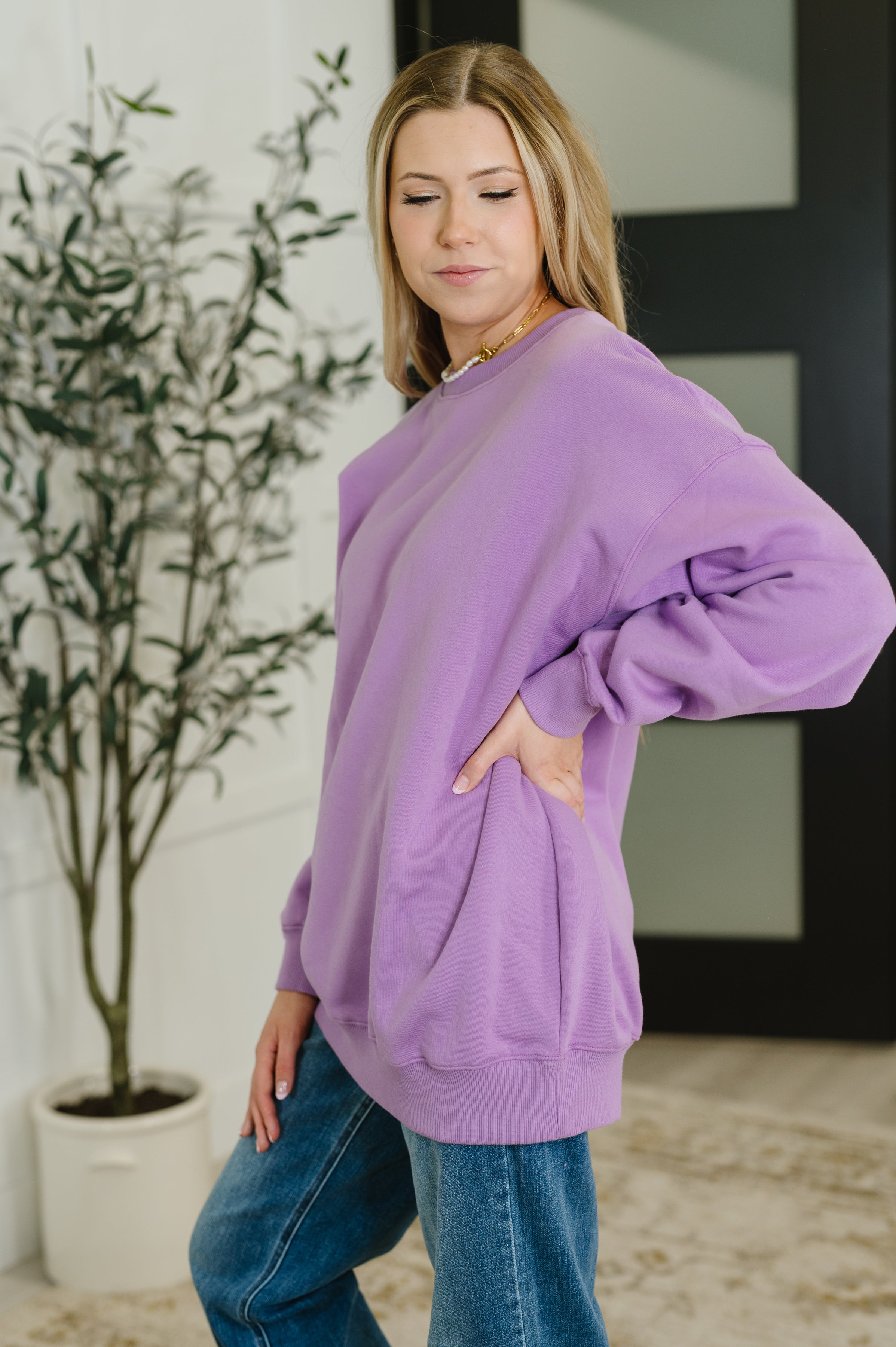 Sunday Snug Relaxed Pullover in Lavender Womens Ave Shops- Tilden Co.