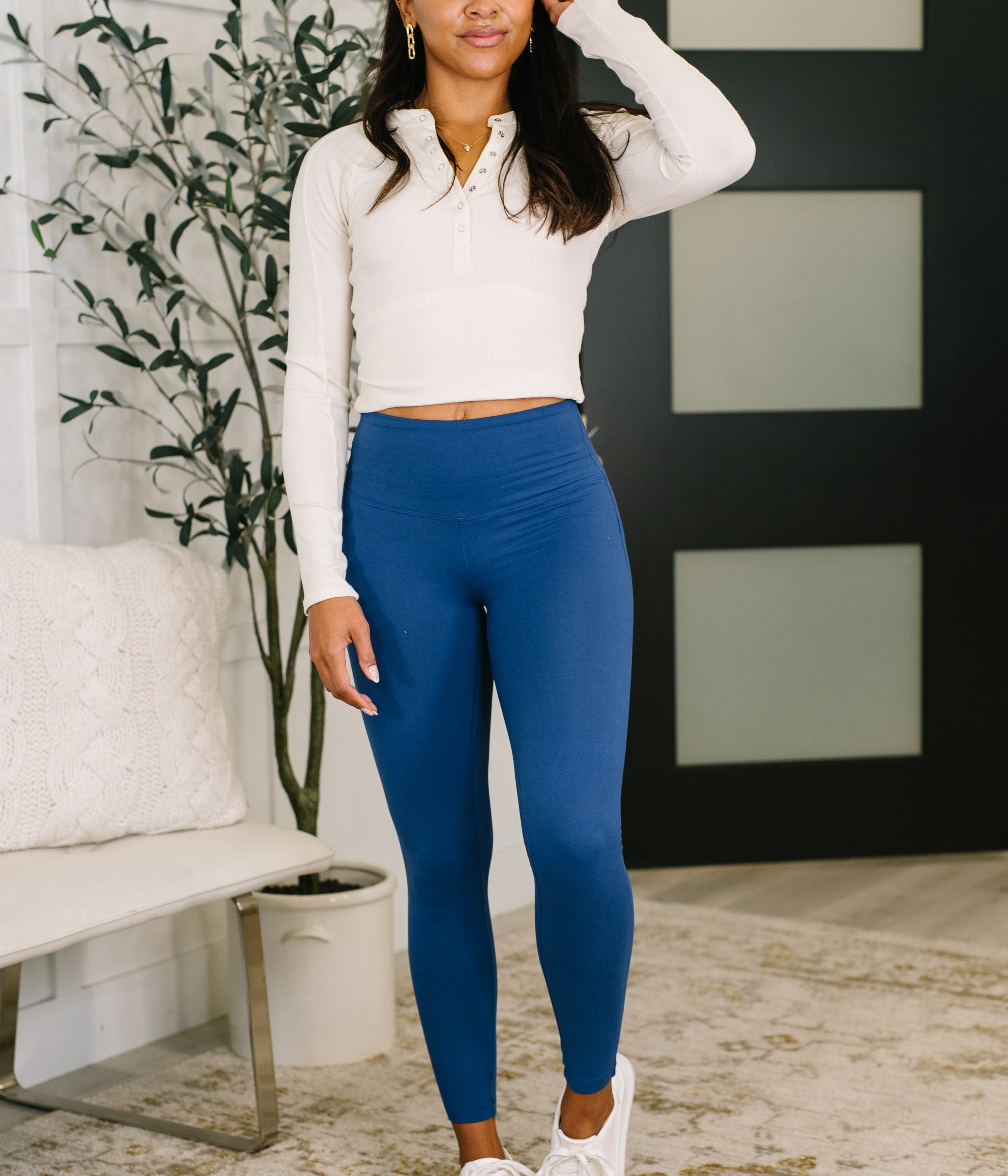 Sunday Splits High Waisted Leggings in Light Navy Womens Ave Shops- Tilden Co.