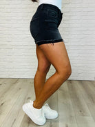 Sunset Stroll Distressed Hem Shorts in Washed Black Womens Ave Shops- Tilden Co.