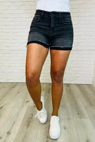 Sunset Stroll Distressed Hem Shorts in Washed Black Womens Ave Shops- Tilden Co.