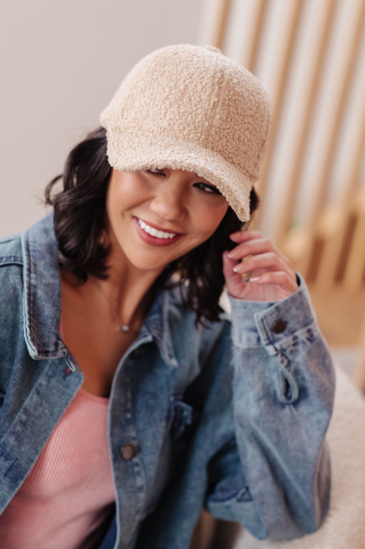Lyla Sherpa Ball Cap in Khaki Accessories Ave Shops- Tilden Co.