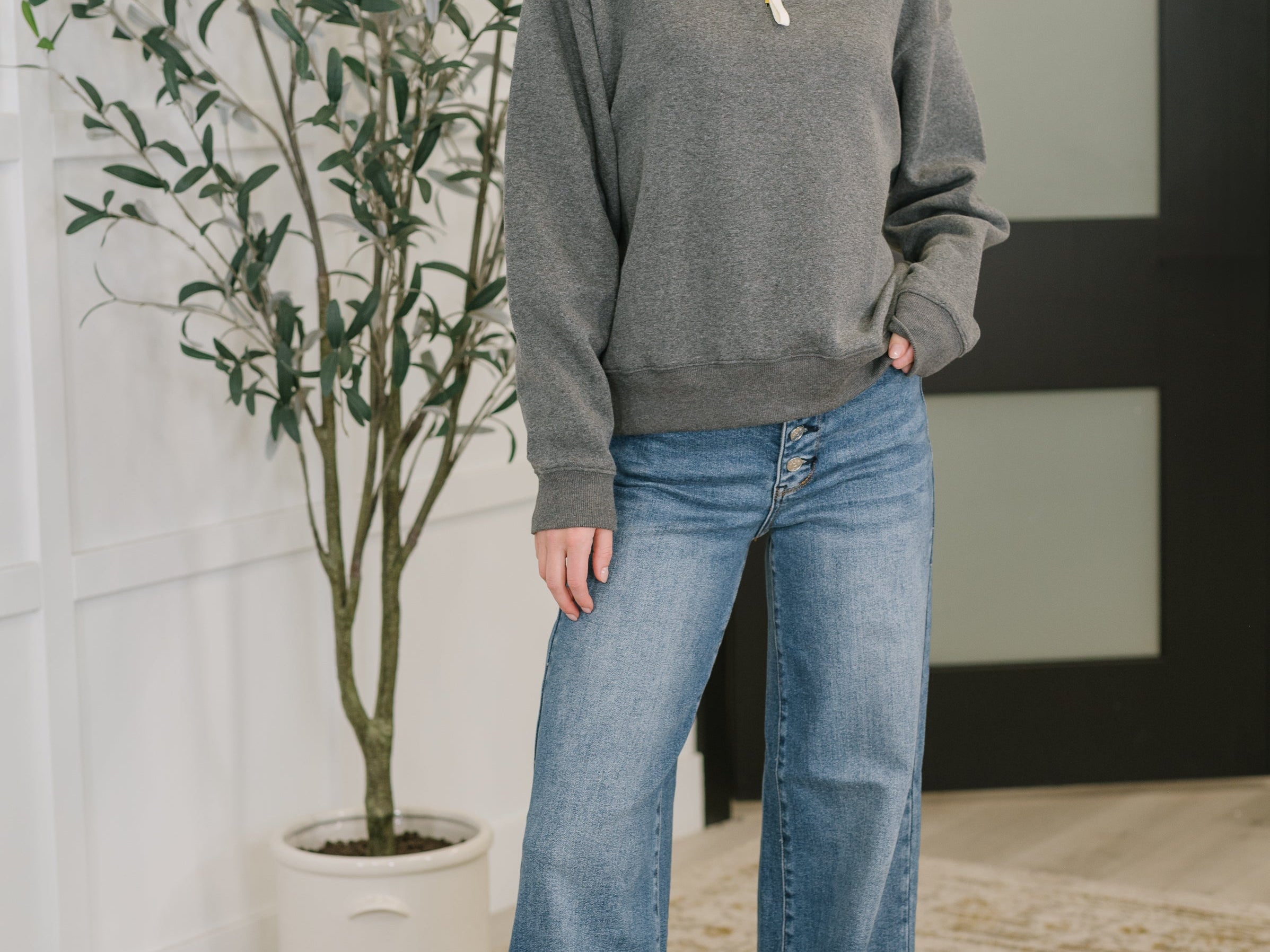 Sweater Weather Half Zip High Neck Pullover in Charcoal Womens Ave Shops- Tilden Co.