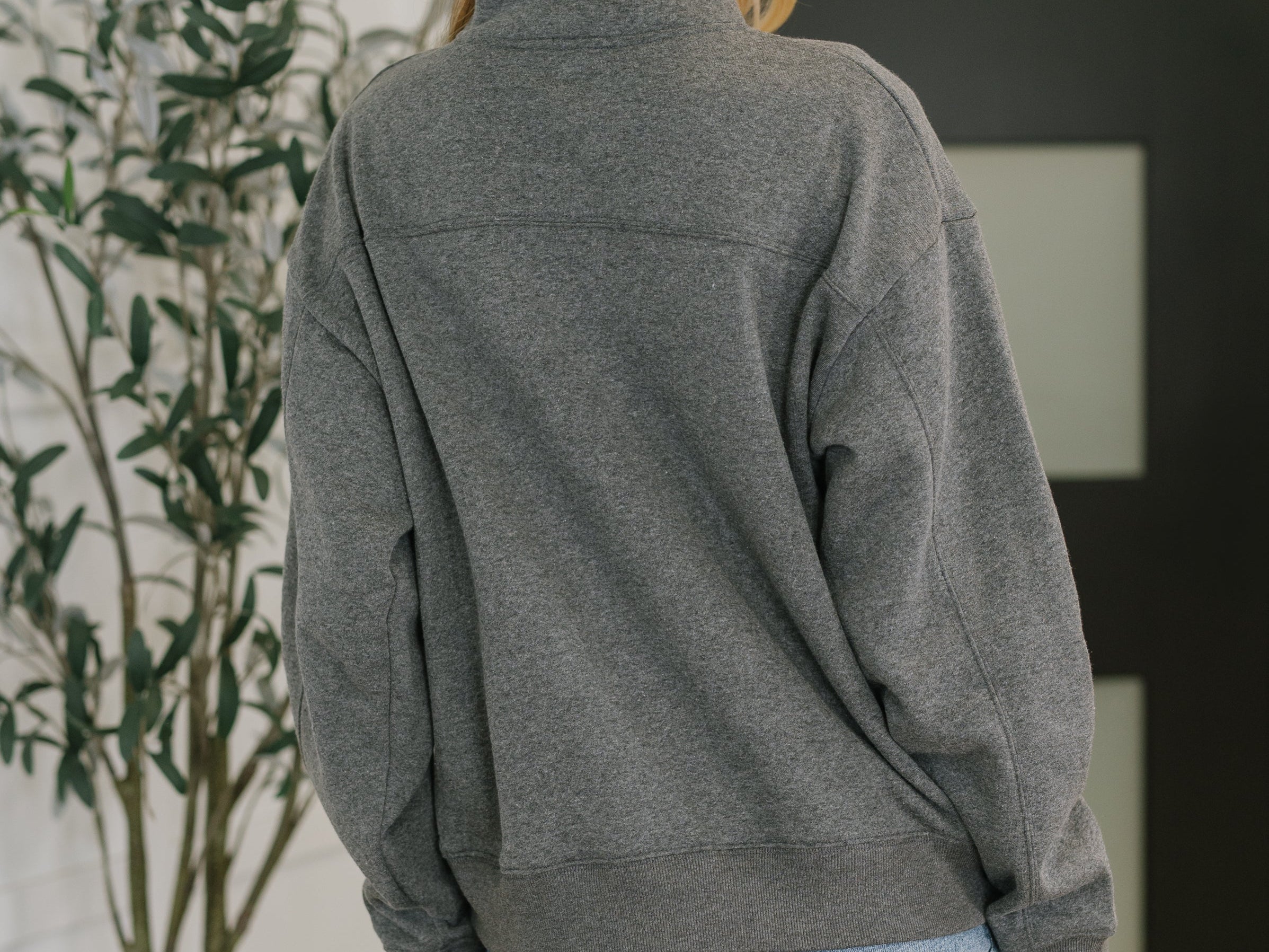 Sweater Weather Half Zip High Neck Pullover in Charcoal Womens Ave Shops- Tilden Co.