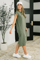 Sweet Like That Casual Dress in Light Olive Womens Ave Shops- Tilden Co.