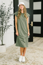 Sweet Like That Casual Dress in Light Olive Womens Ave Shops- Tilden Co.