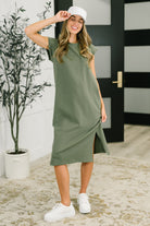 Sweet Like That Casual Dress in Light Olive Womens Ave Shops- Tilden Co.
