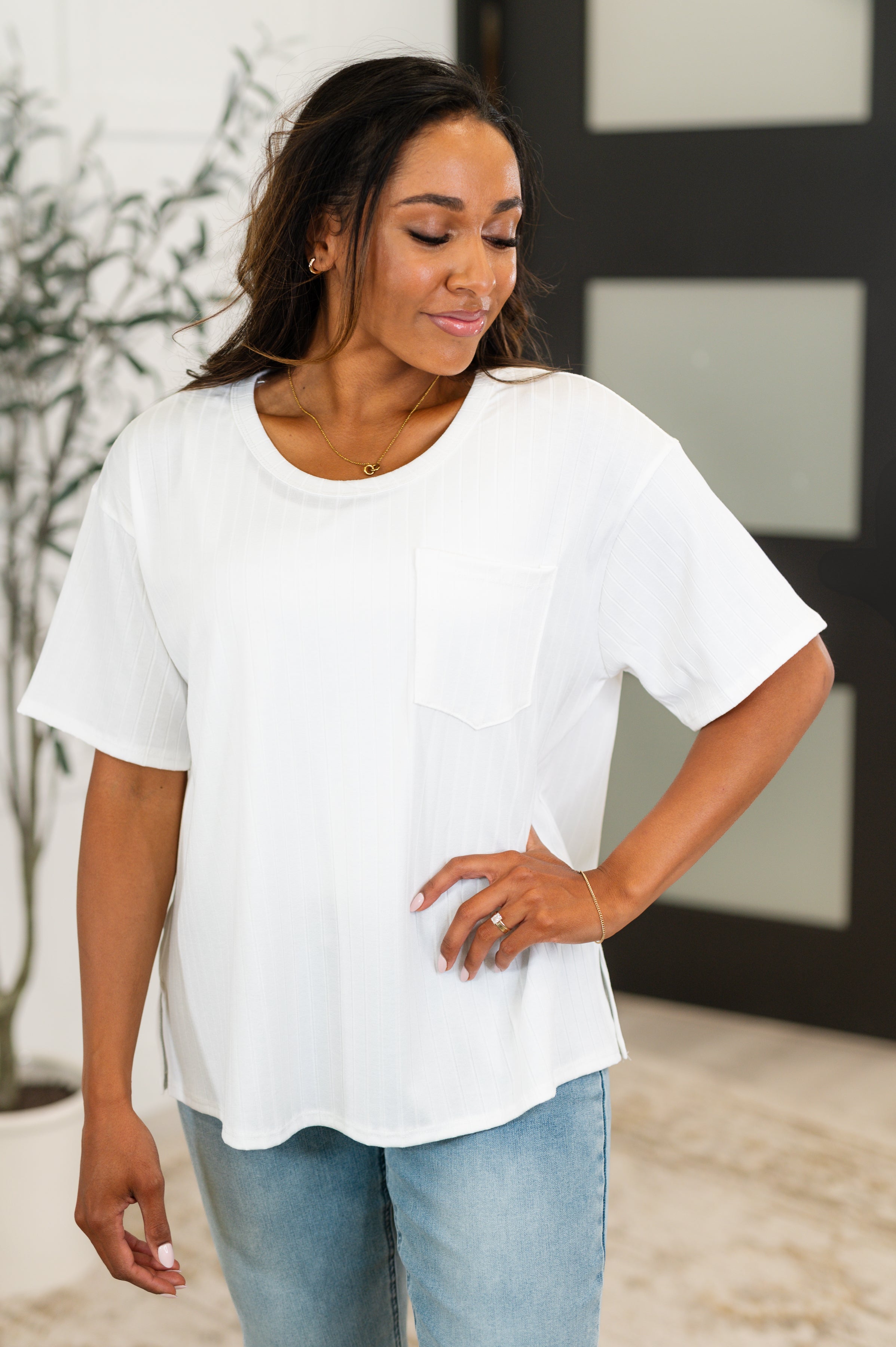 Take It Easy Slouchy Tee in Ivory Womens Ave Shops- Tilden Co.