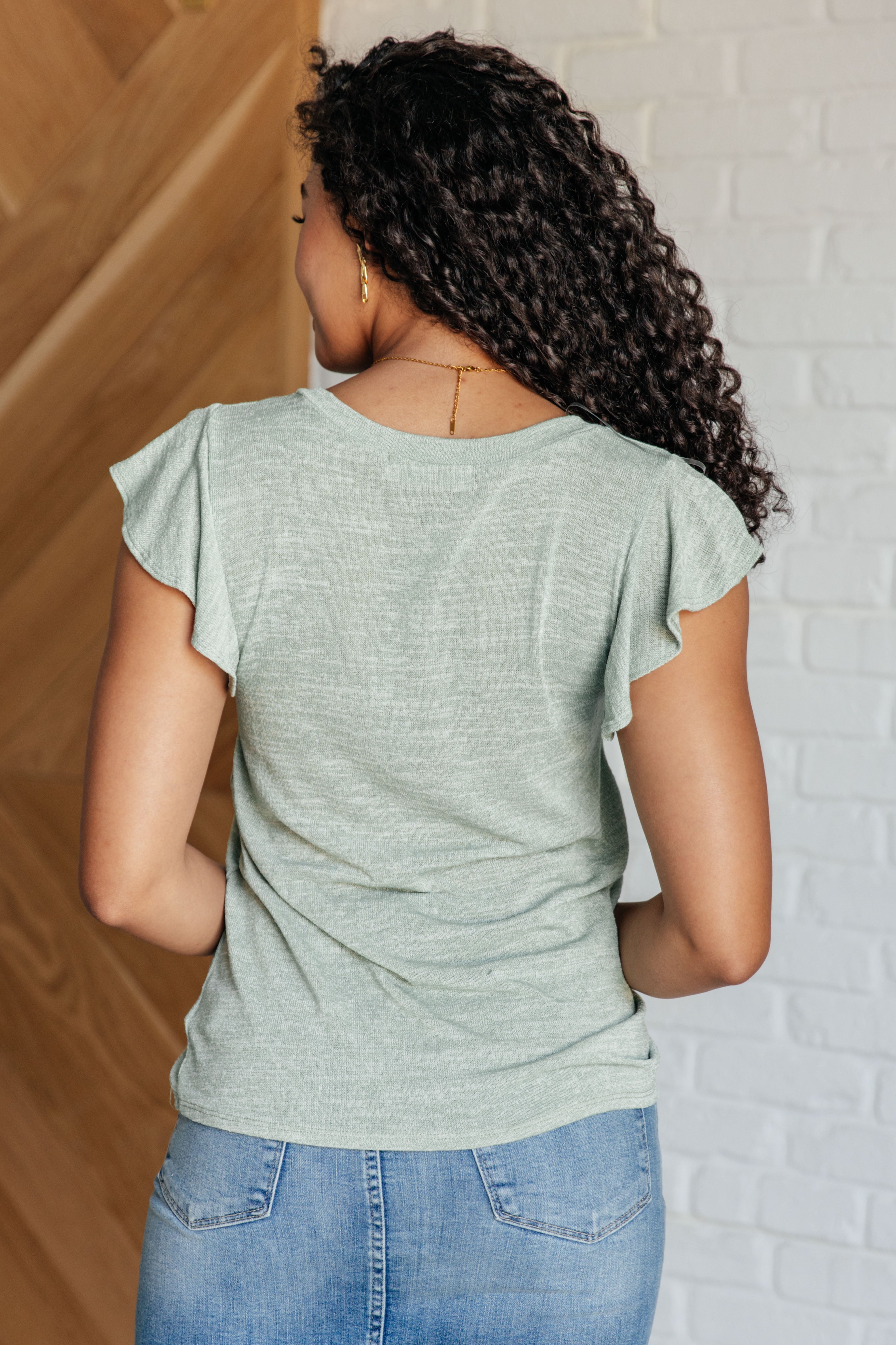 Take It In Flutter Sleeve Top Tops Ave Shops- Tilden Co.