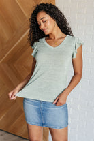 Take It In Flutter Sleeve Top Tops Ave Shops- Tilden Co.