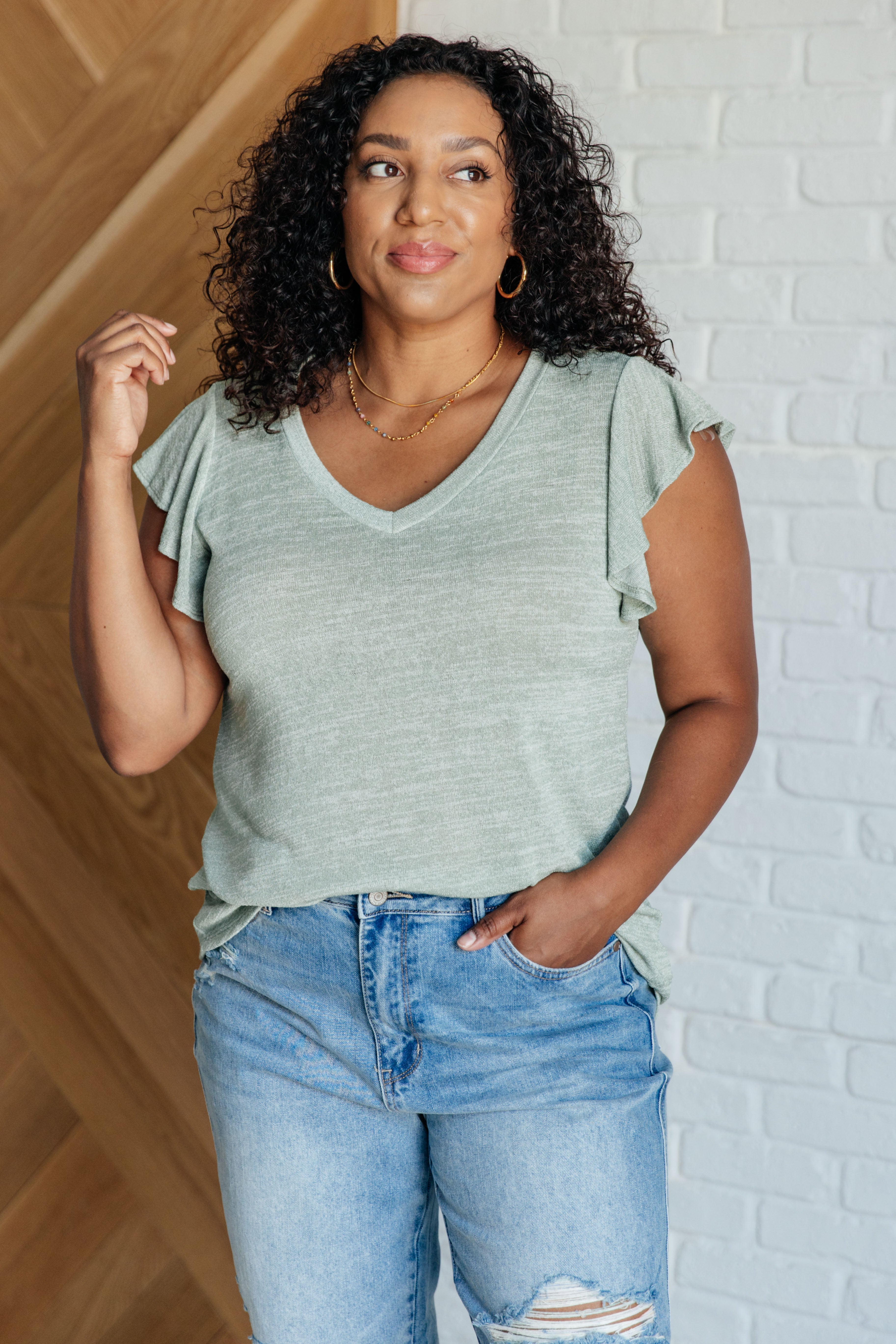 Take It In Flutter Sleeve Top Tops Ave Shops- Tilden Co.