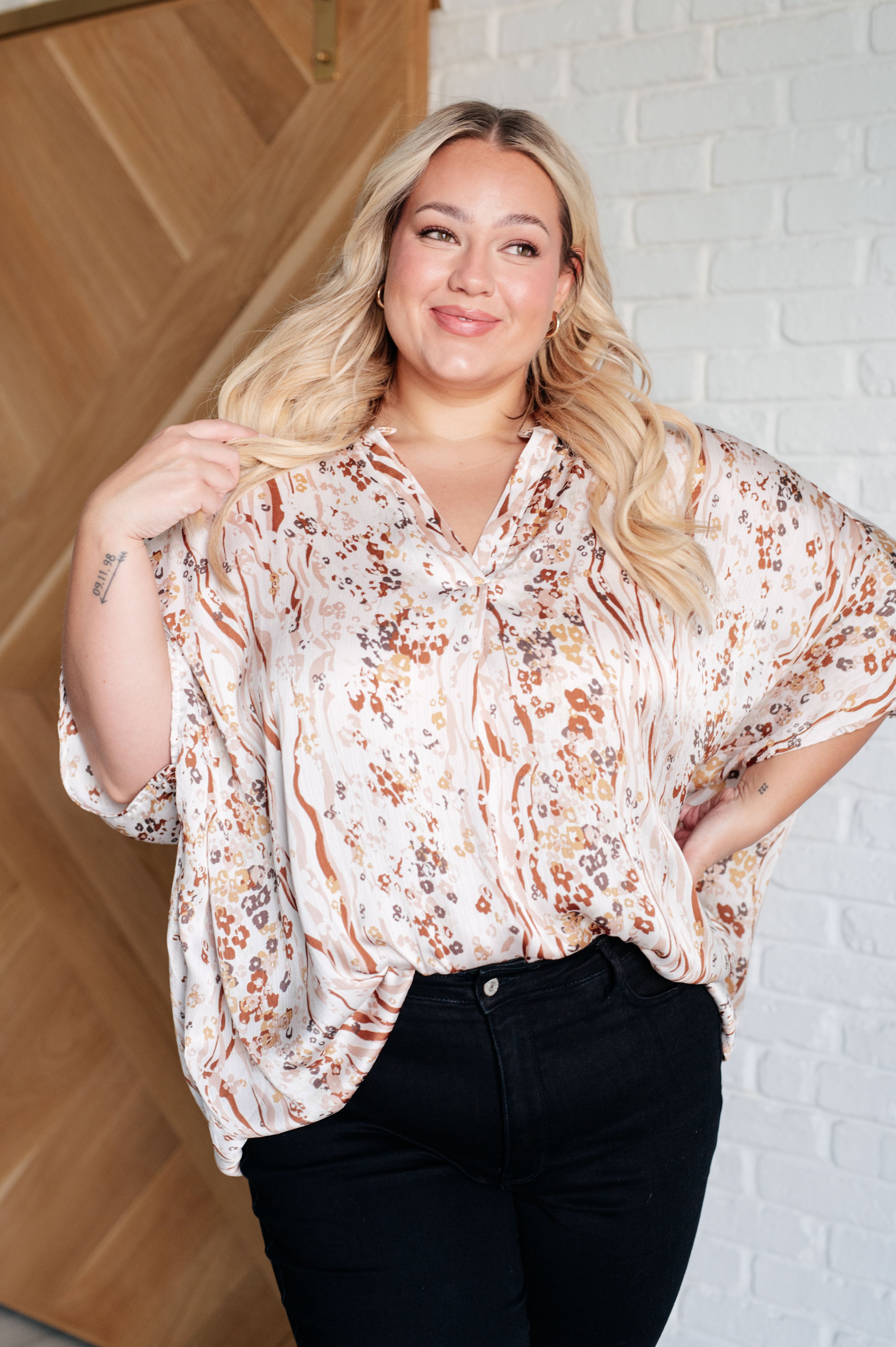 Take a Chance Mixed Print Top Tops Ave Shops- Tilden Co.