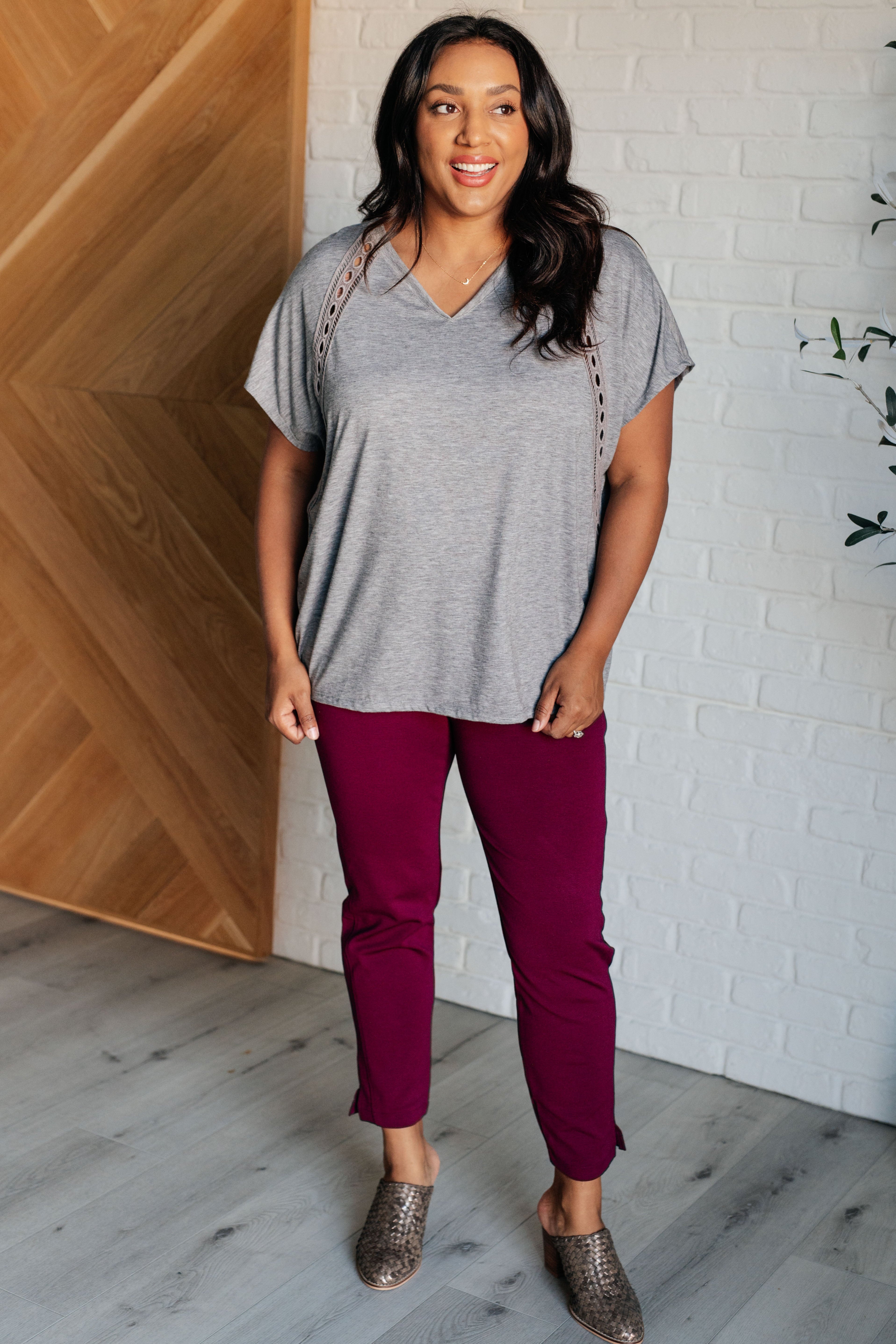 Take it Easy Eyelet Trim Top Tops Ave Shops- Tilden Co.