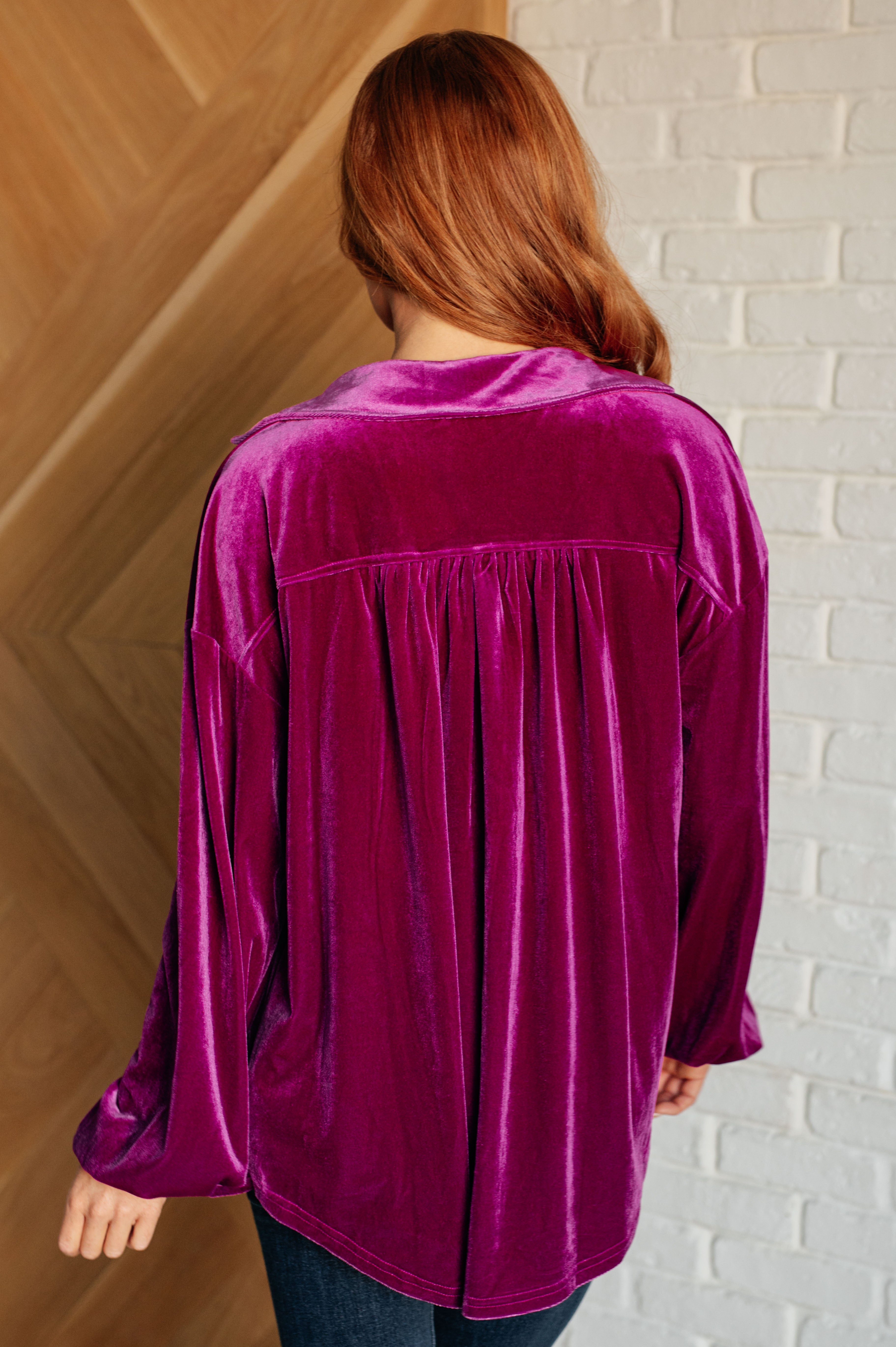 The Best Policy Velvet Balloon Sleeve Top Tops Ave Shops- Tilden Co.