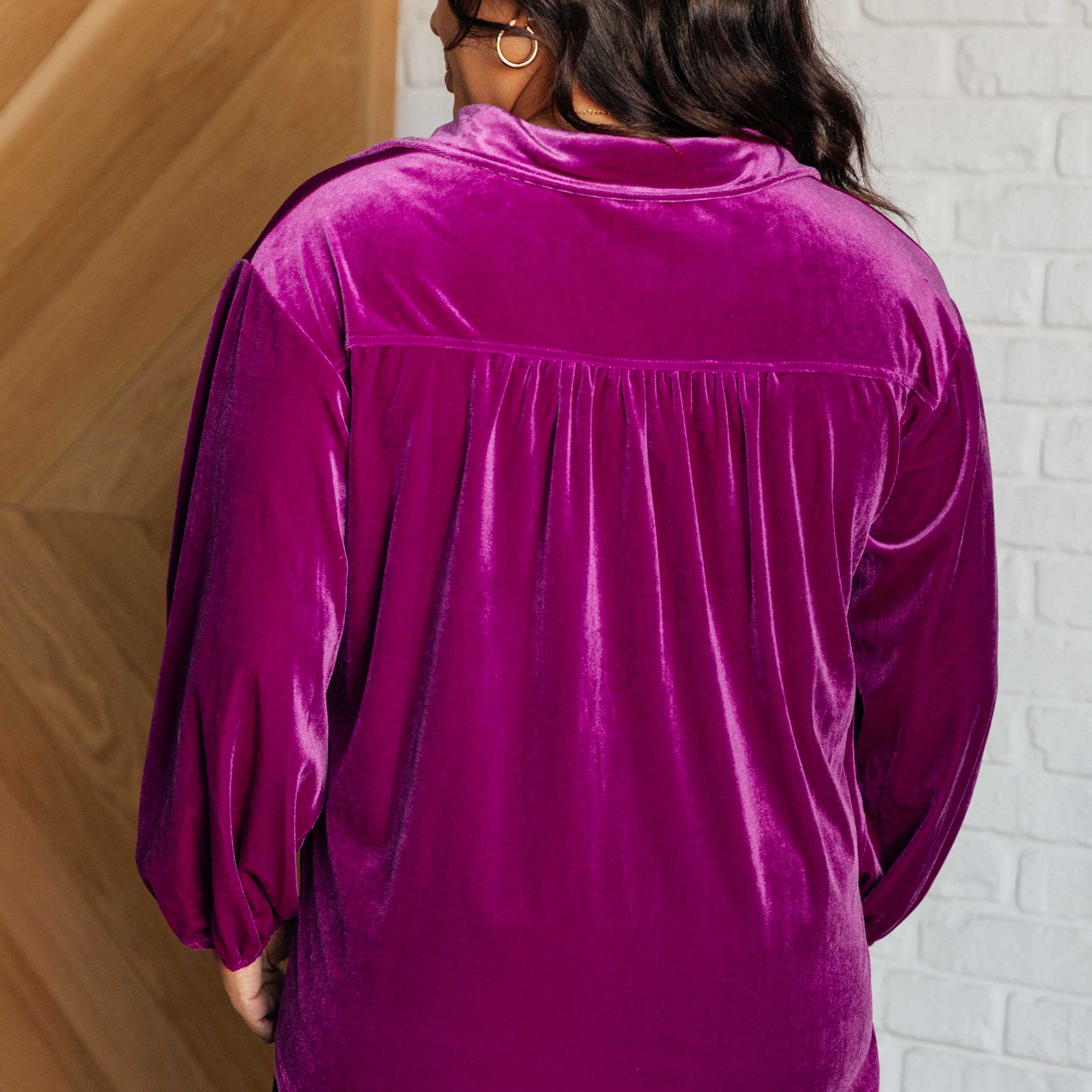The Best Policy Velvet Balloon Sleeve Top Tops Ave Shops- Tilden Co.