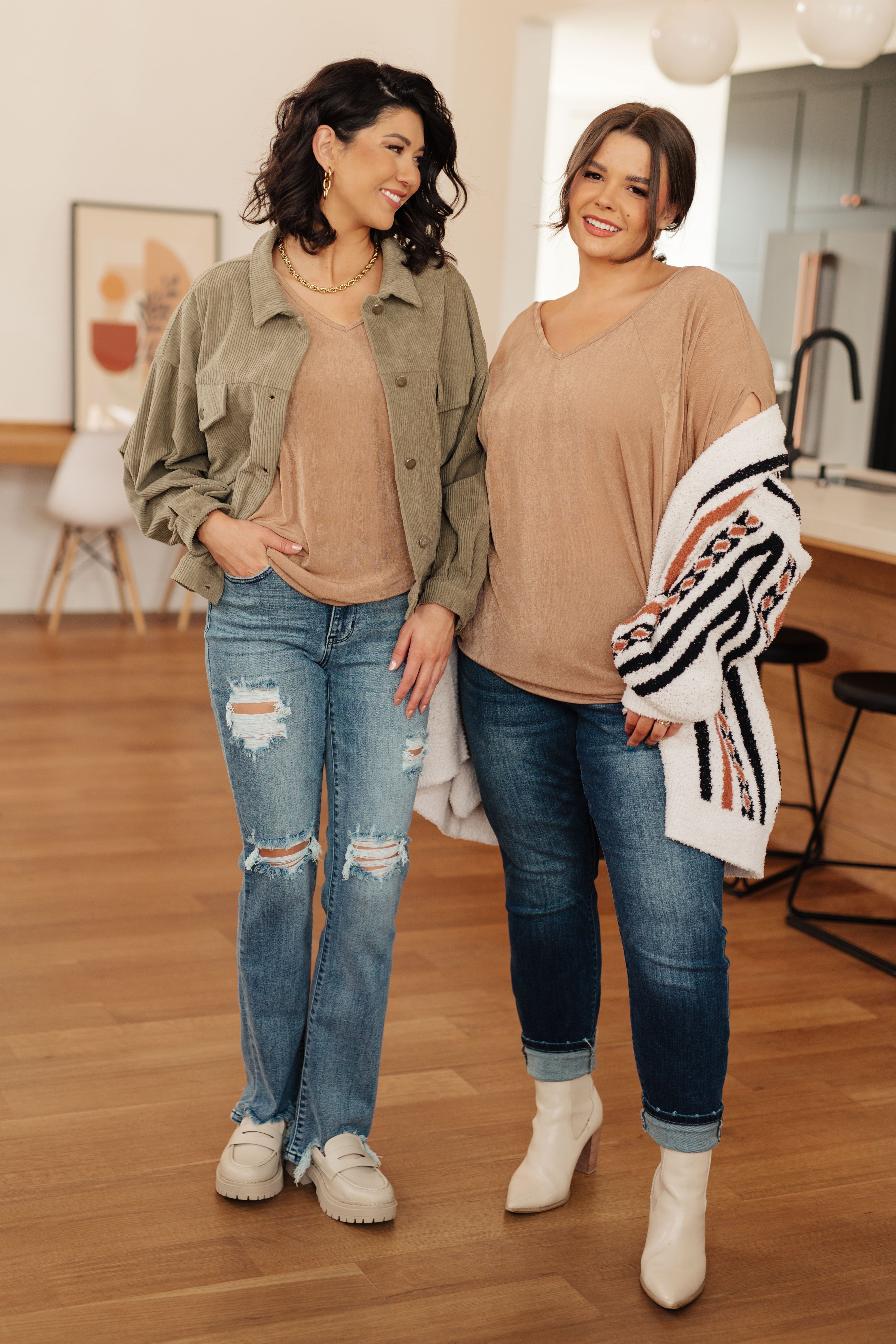 The Realest V-Neck Top Blouse Ave Shops- Tilden Co.