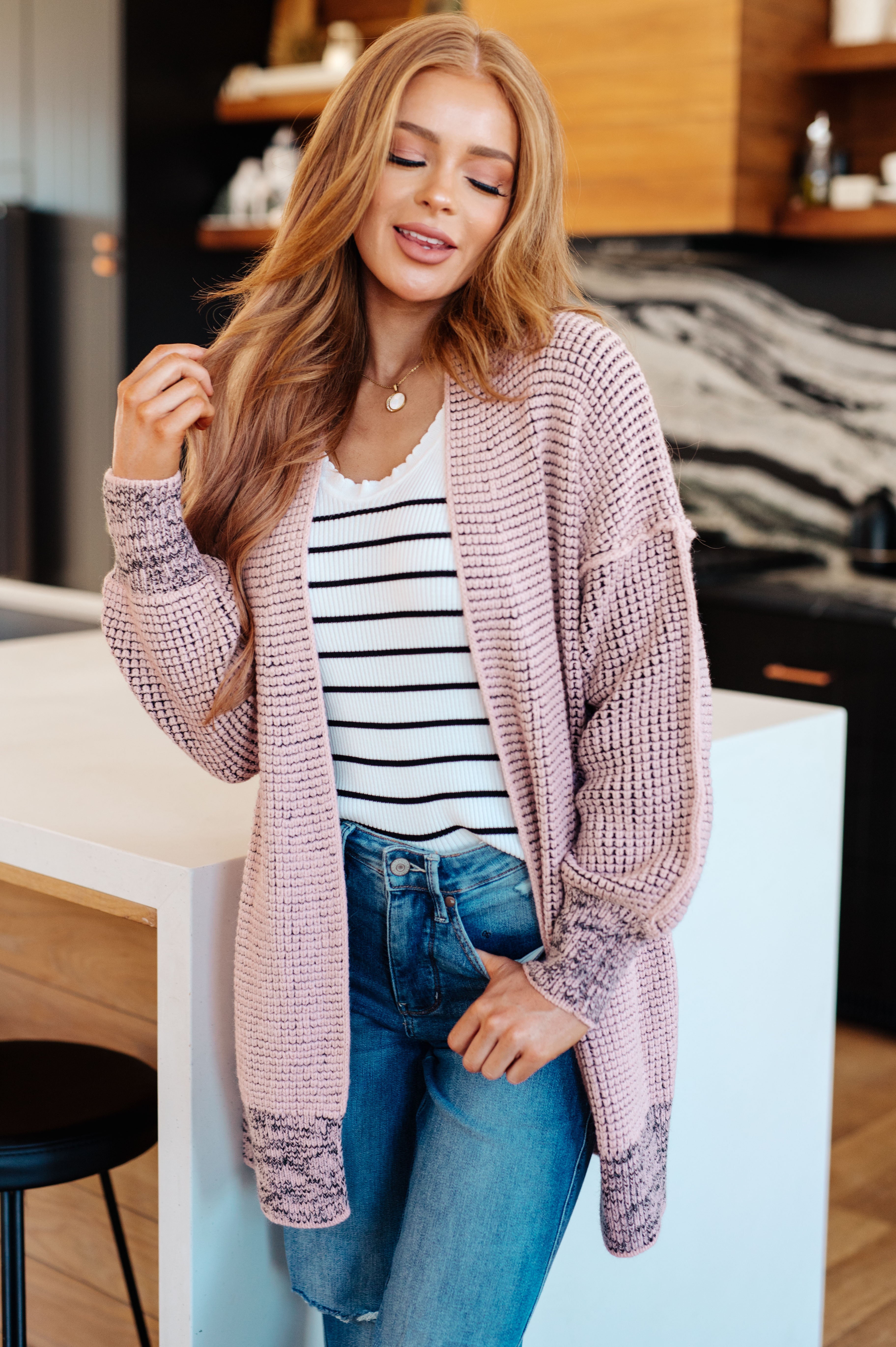 The Way It Was Cardigan in Mauve Layers Ave Shops- Tilden Co.