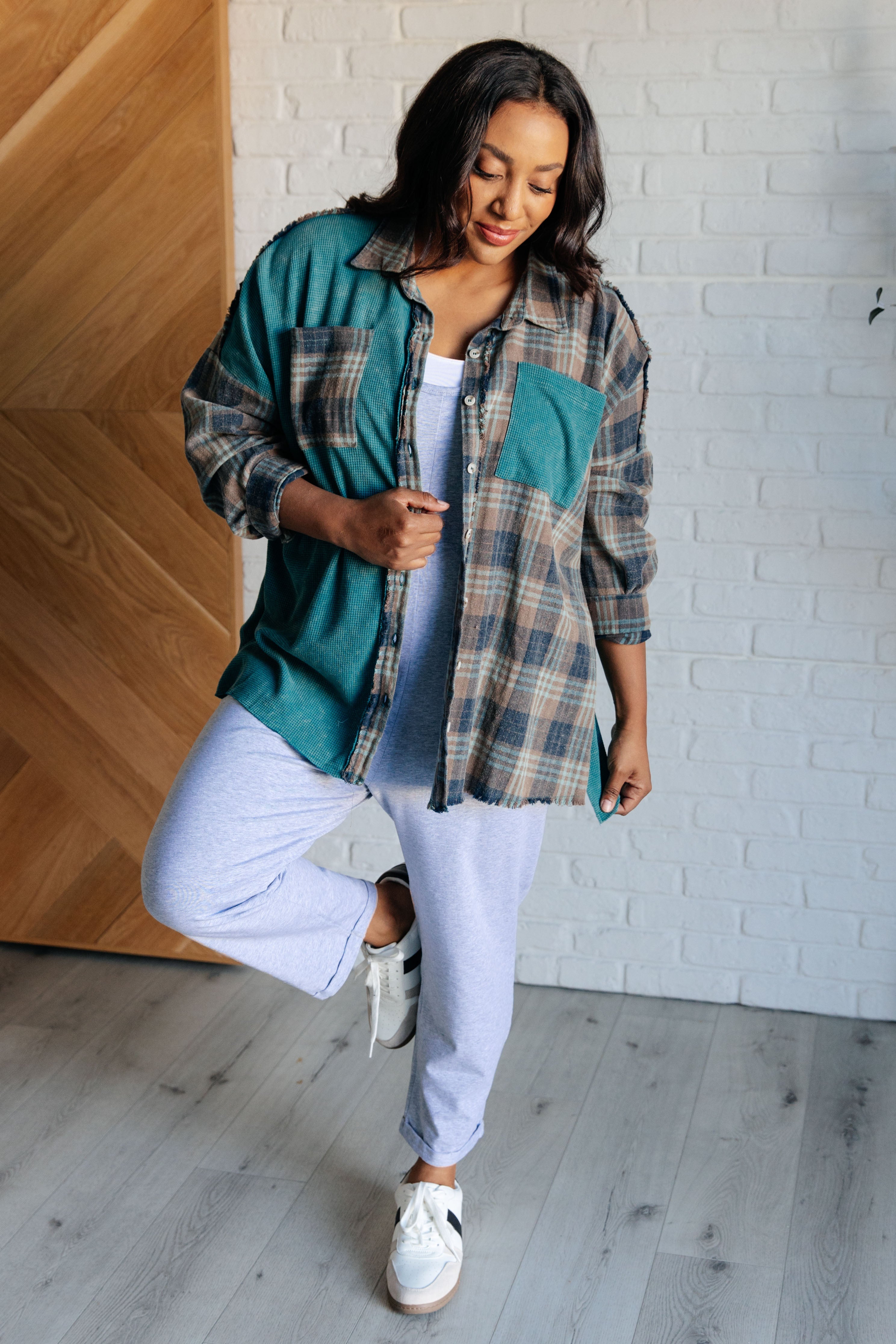 Tied for Time Thermal Plaid Button Up Tops Ave Shops- Tilden Co.