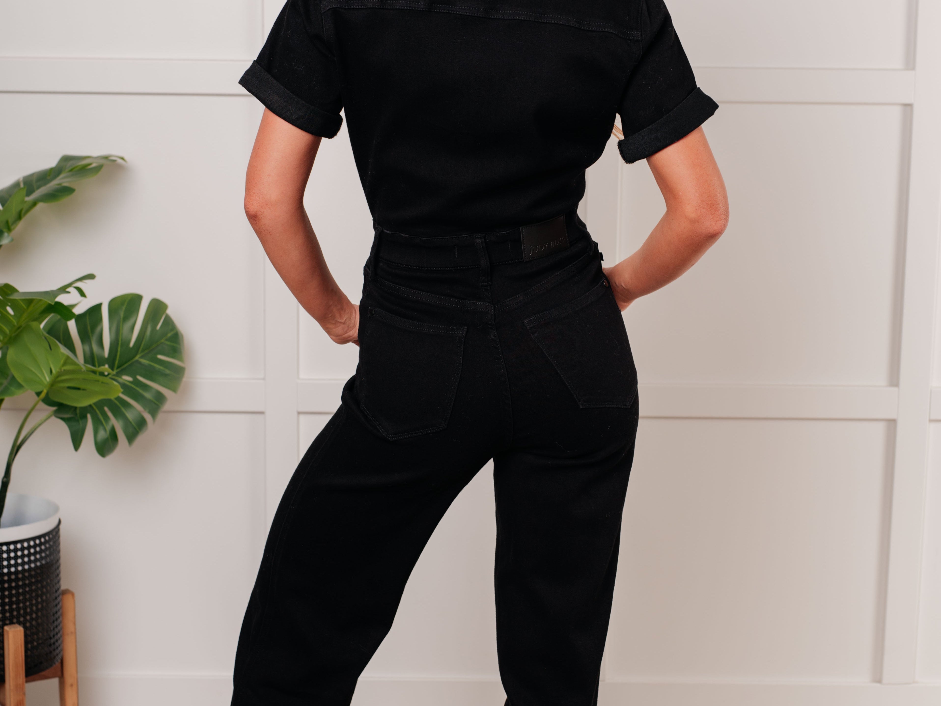 Tilda Short Sleeve Control Top Denim Jumpsuit Womens Ave Shops- Tilden Co.