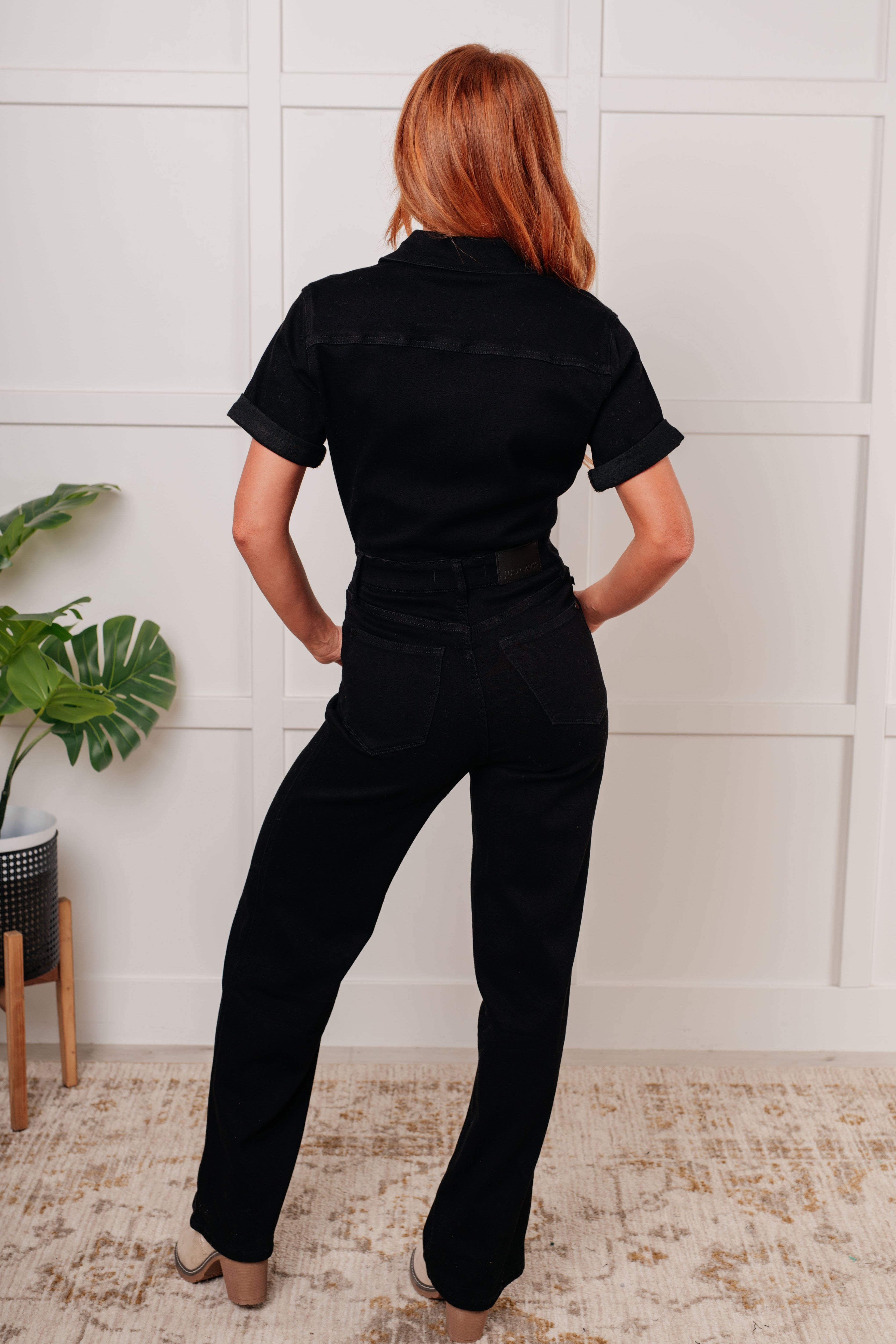 Tilda Short Sleeve Control Top Denim Jumpsuit Womens Ave Shops- Tilden Co.