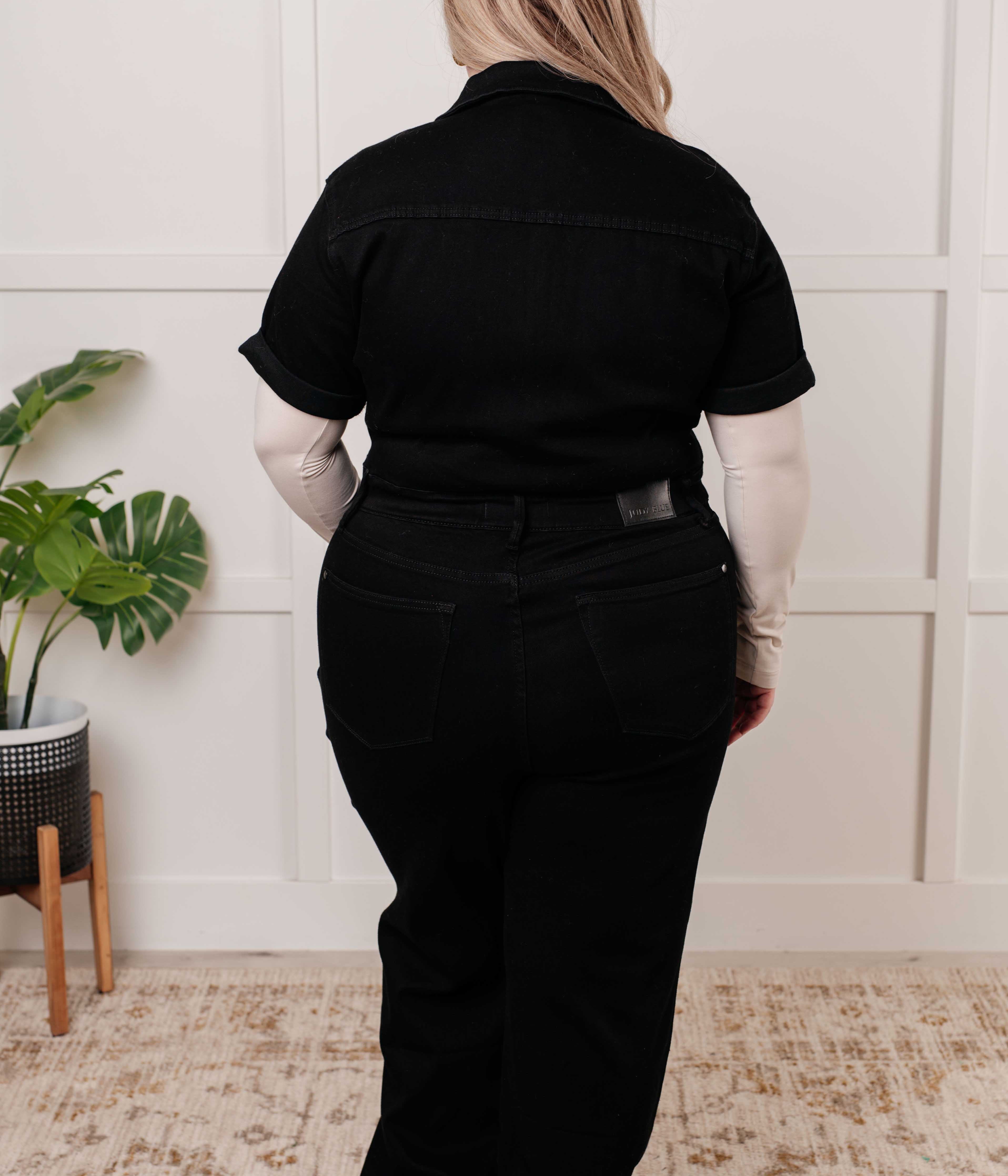 Tilda Short Sleeve Control Top Denim Jumpsuit Womens Ave Shops- Tilden Co.