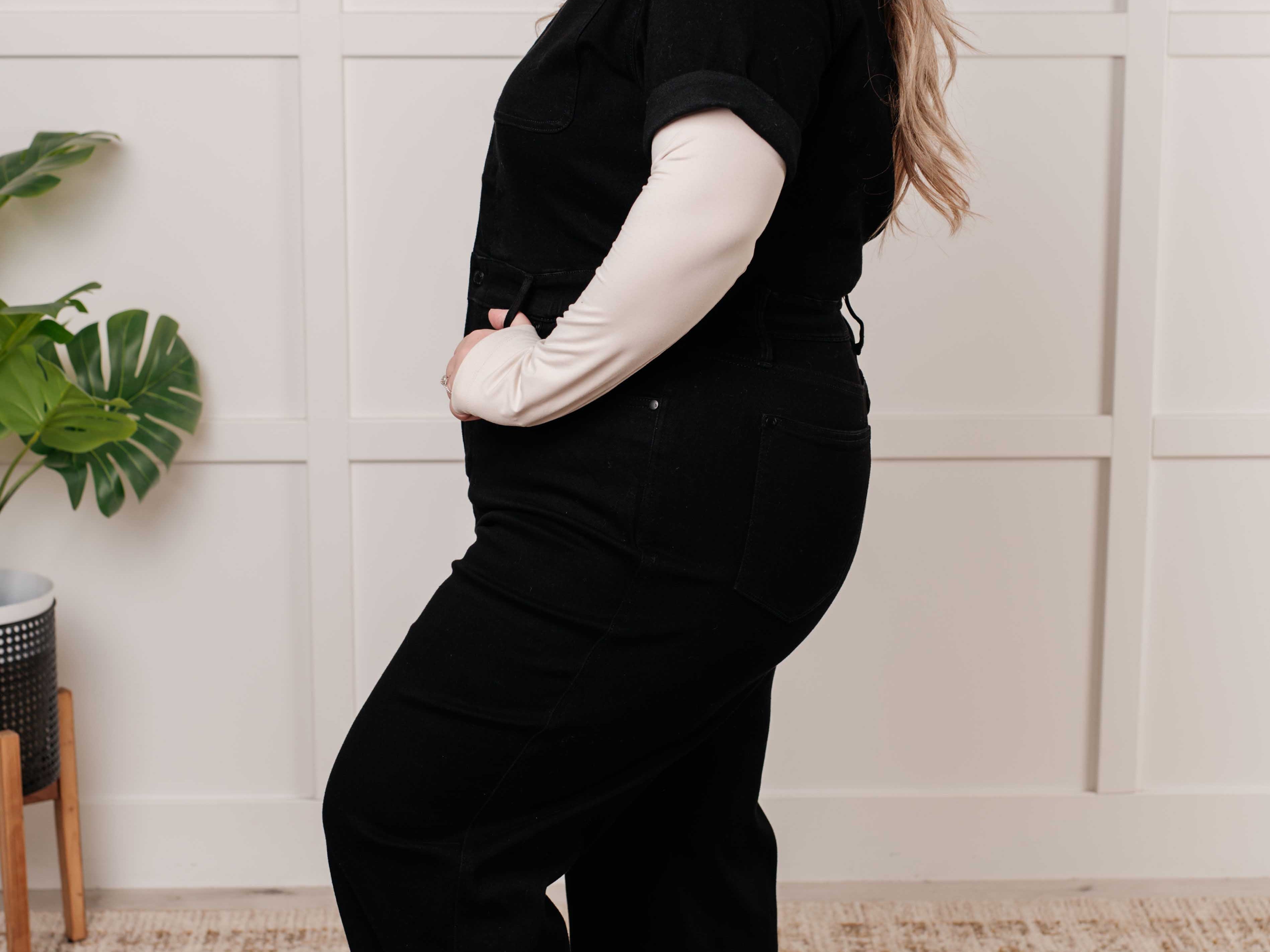 Tilda Short Sleeve Control Top Denim Jumpsuit Womens Ave Shops- Tilden Co.