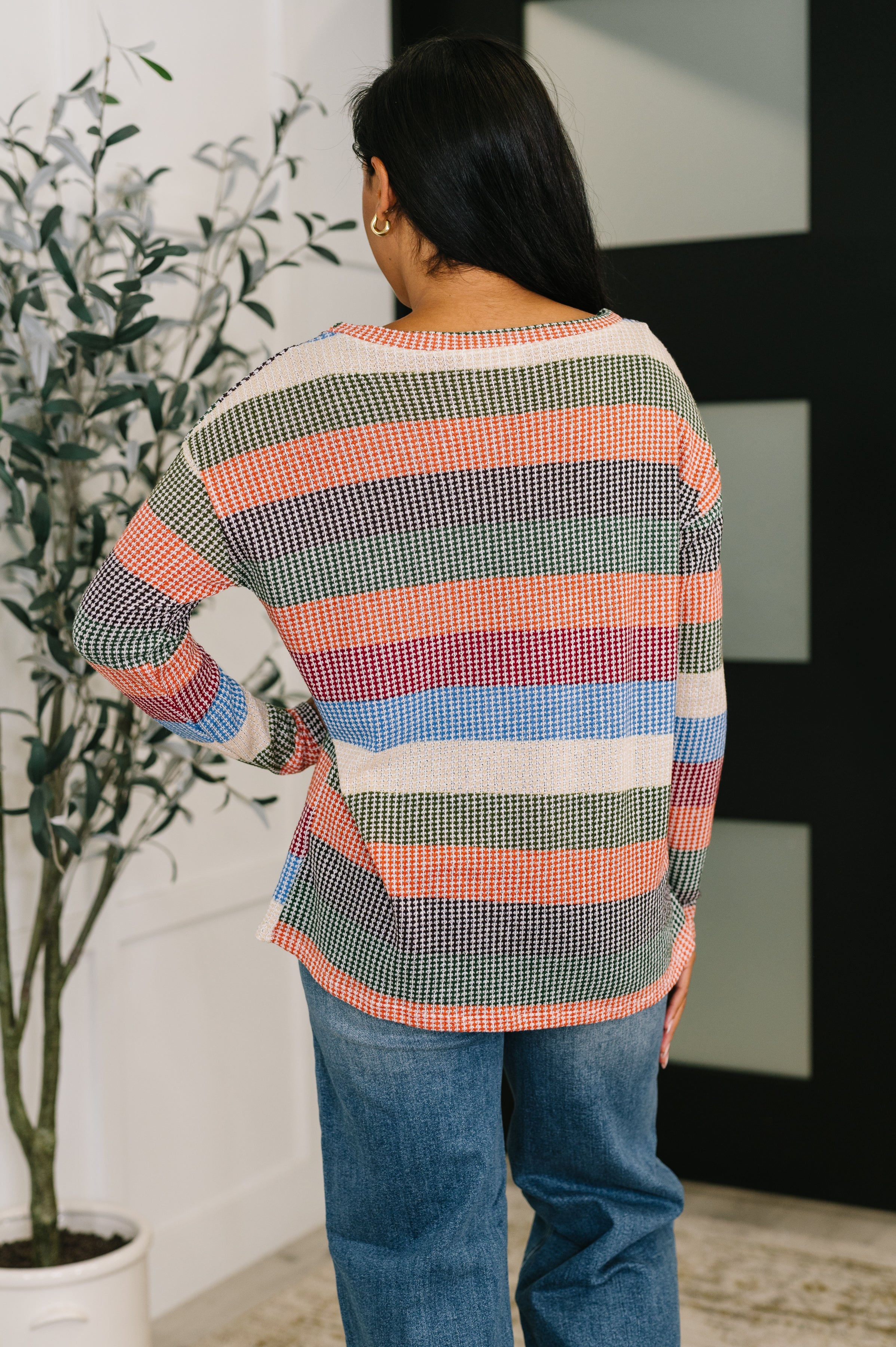 To Be Determined Drop Shoulder Top in Rust, Olive and Blue Womens Ave Shops- Tilden Co.