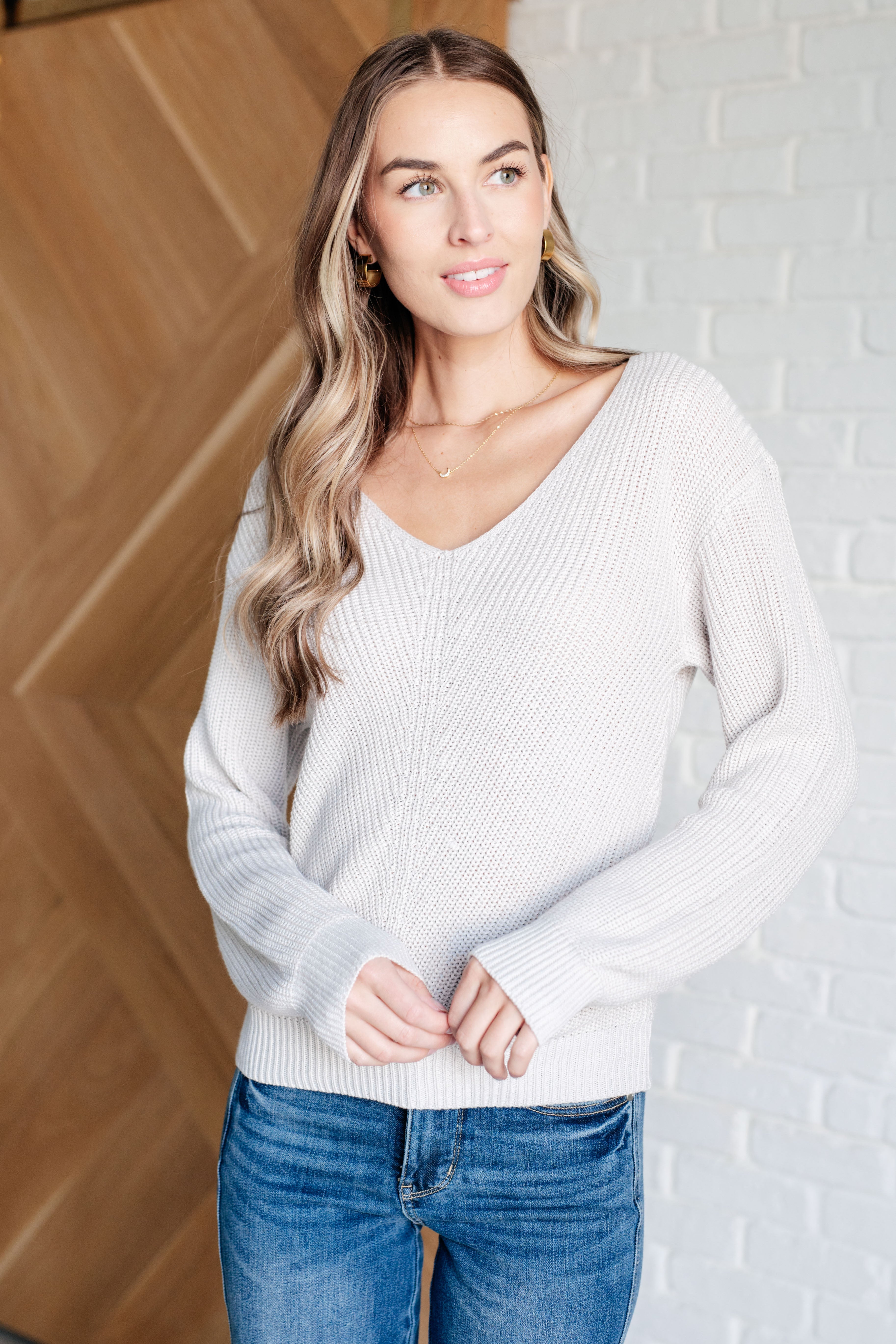 Told You So Ribbed Knit V Neck Sweater Tops Ave Shops- Tilden Co.