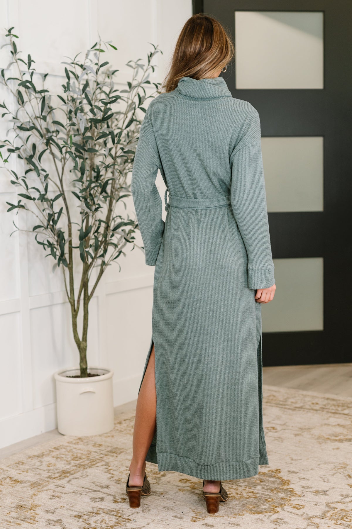 Travel Plush Knit Dress in Soft Teal Womens Ave Shops- Tilden Co.