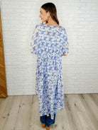 Tropical Print Gauze Kimono with Elastic Waist Tie in Periwinkle Womens Ave Shops- Tilden Co.