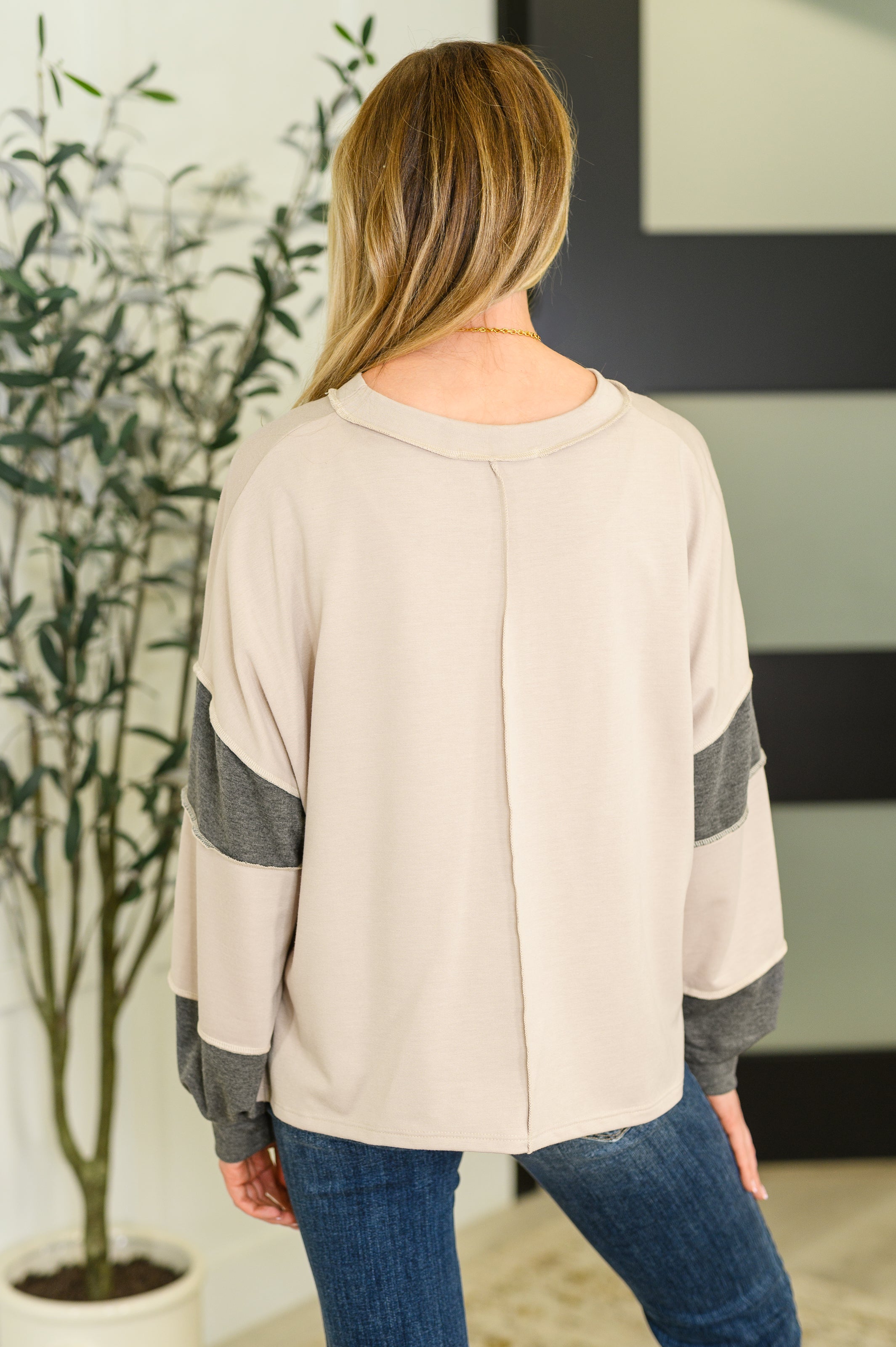Two-Tone Take Drop Shoulder Top Womens Ave Shops- Tilden Co.