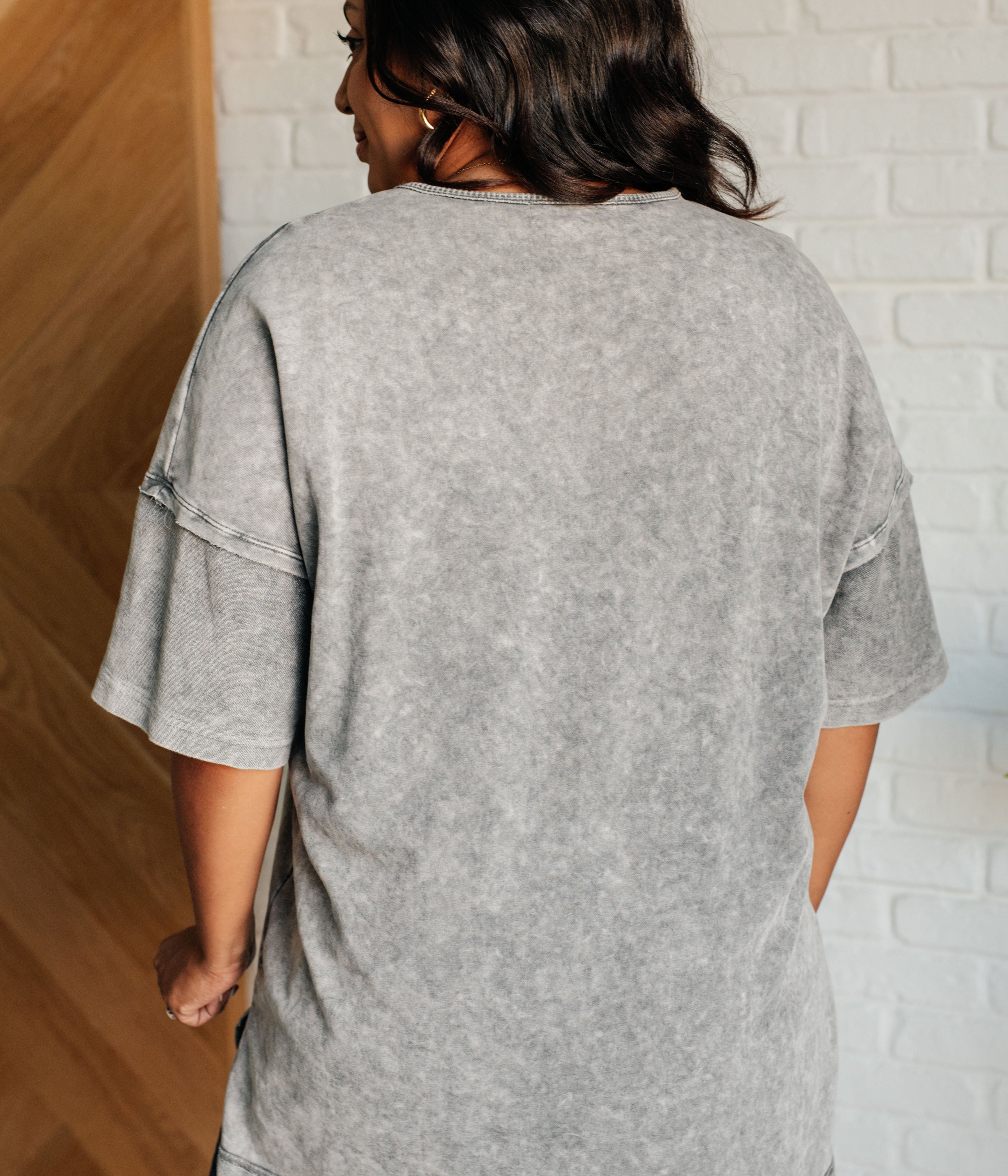 Unbothered Mineral Wash Top in Grey Tops Ave Shops- Tilden Co.