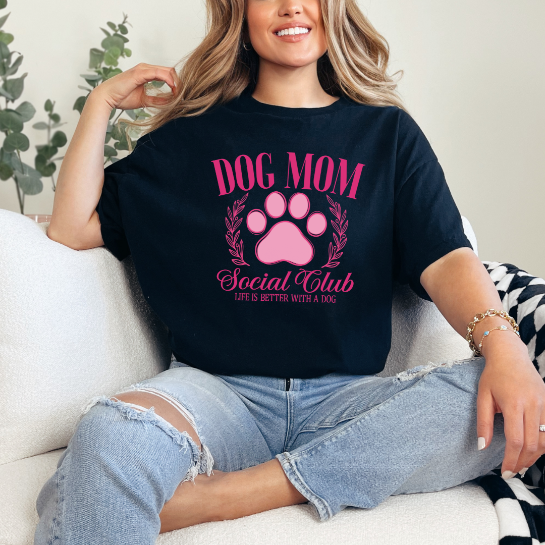 Dog Mom Social Club Graphic Tee Womens Ave Shops- Tilden Co.
