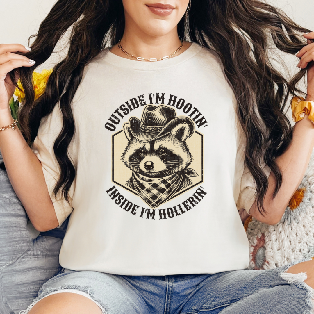 Outside I'm Hootin' Inside I'm Hollerin' Graphic Tee Womens Ave Shops- Tilden Co.
