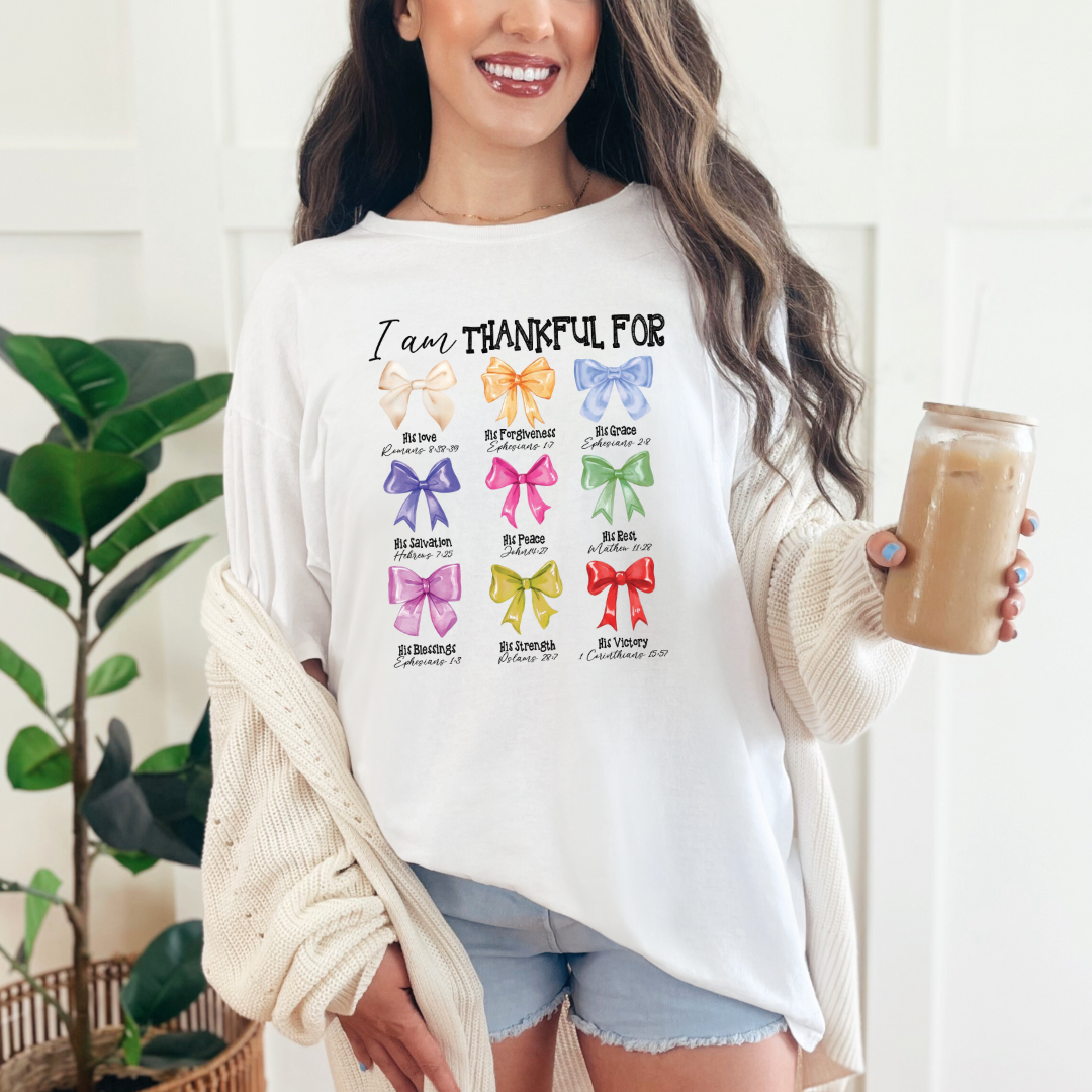 I'm Thankful Bows Graphic Tee Womens Ave Shops- Tilden Co.