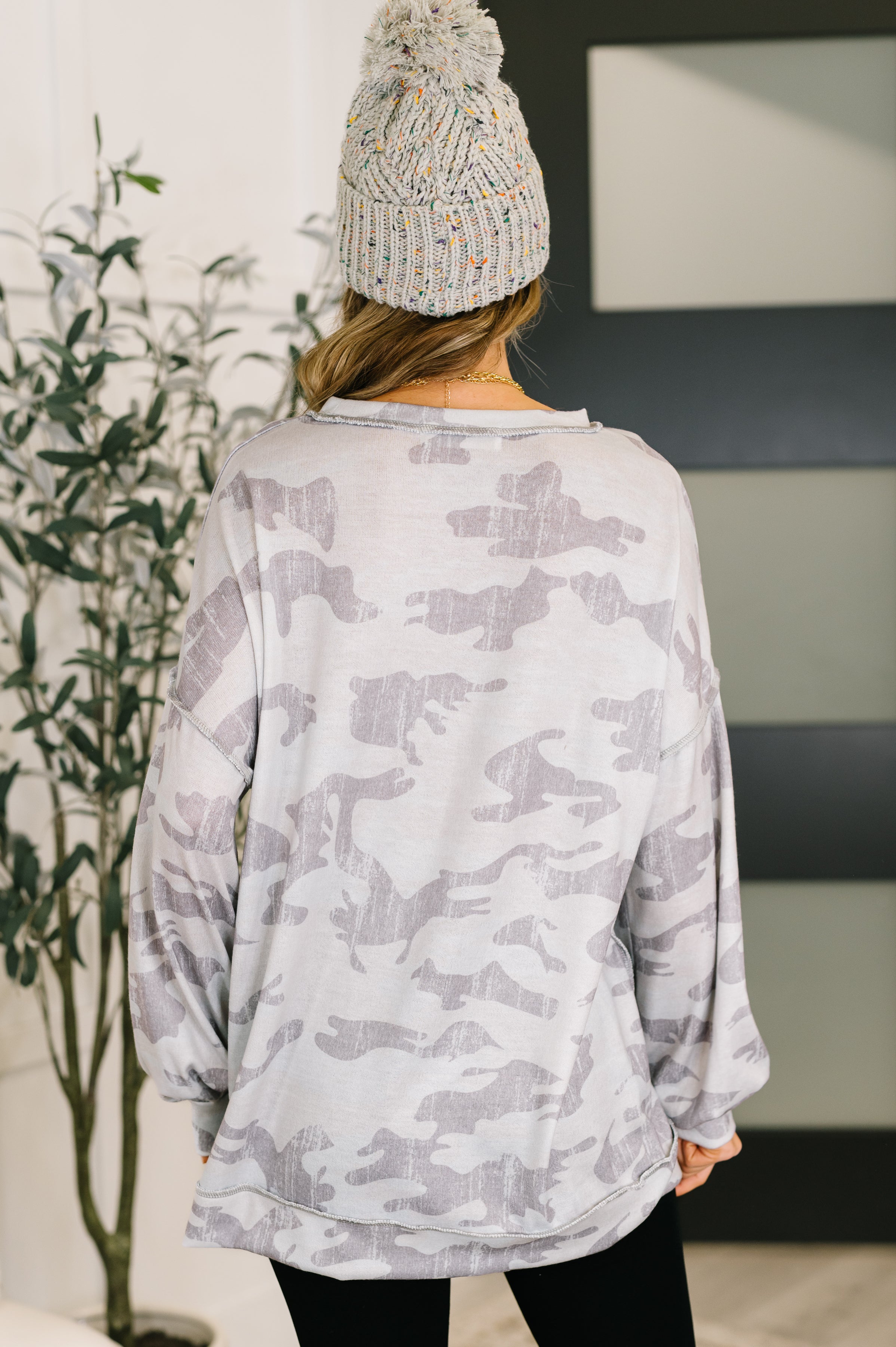 Urban Camo Drop Shoulder Top Womens Ave Shops- Tilden Co.