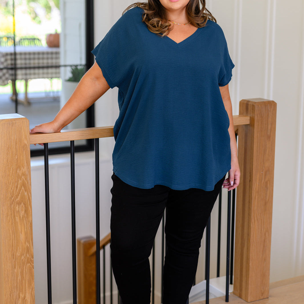 Very Much Needed V-Neck Top in Teal Tops Ave Shops- Tilden Co.