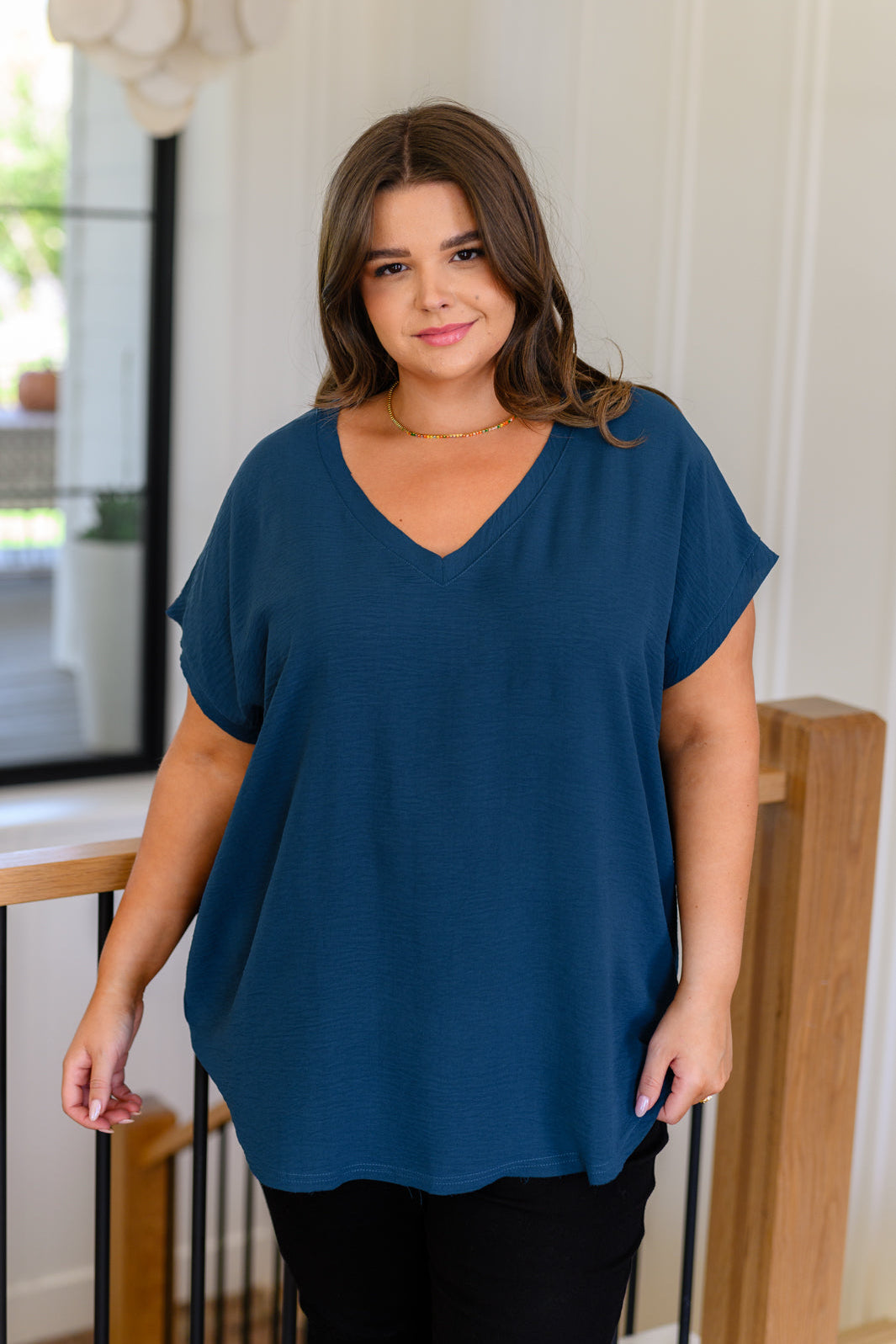 Very Much Needed V-Neck Top in Teal Tops Ave Shops- Tilden Co.