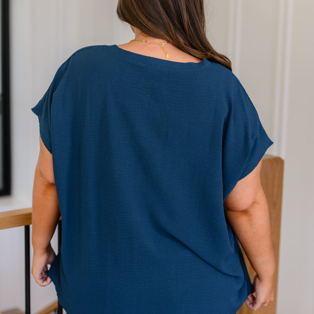 Very Much Needed V-Neck Top in Teal Tops Ave Shops- Tilden Co.