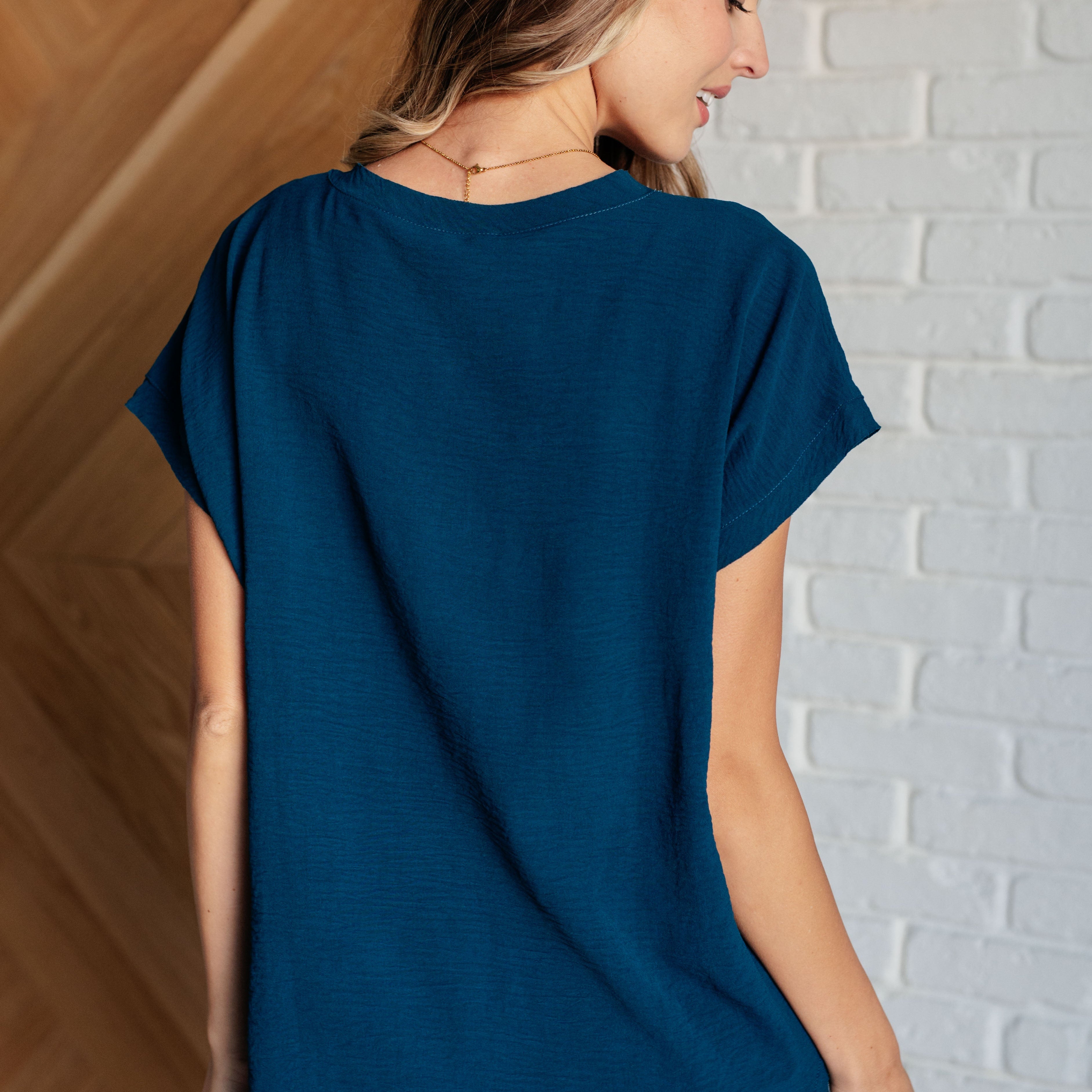 Very Much Needed V-Neck Top in Teal Tops Ave Shops- Tilden Co.