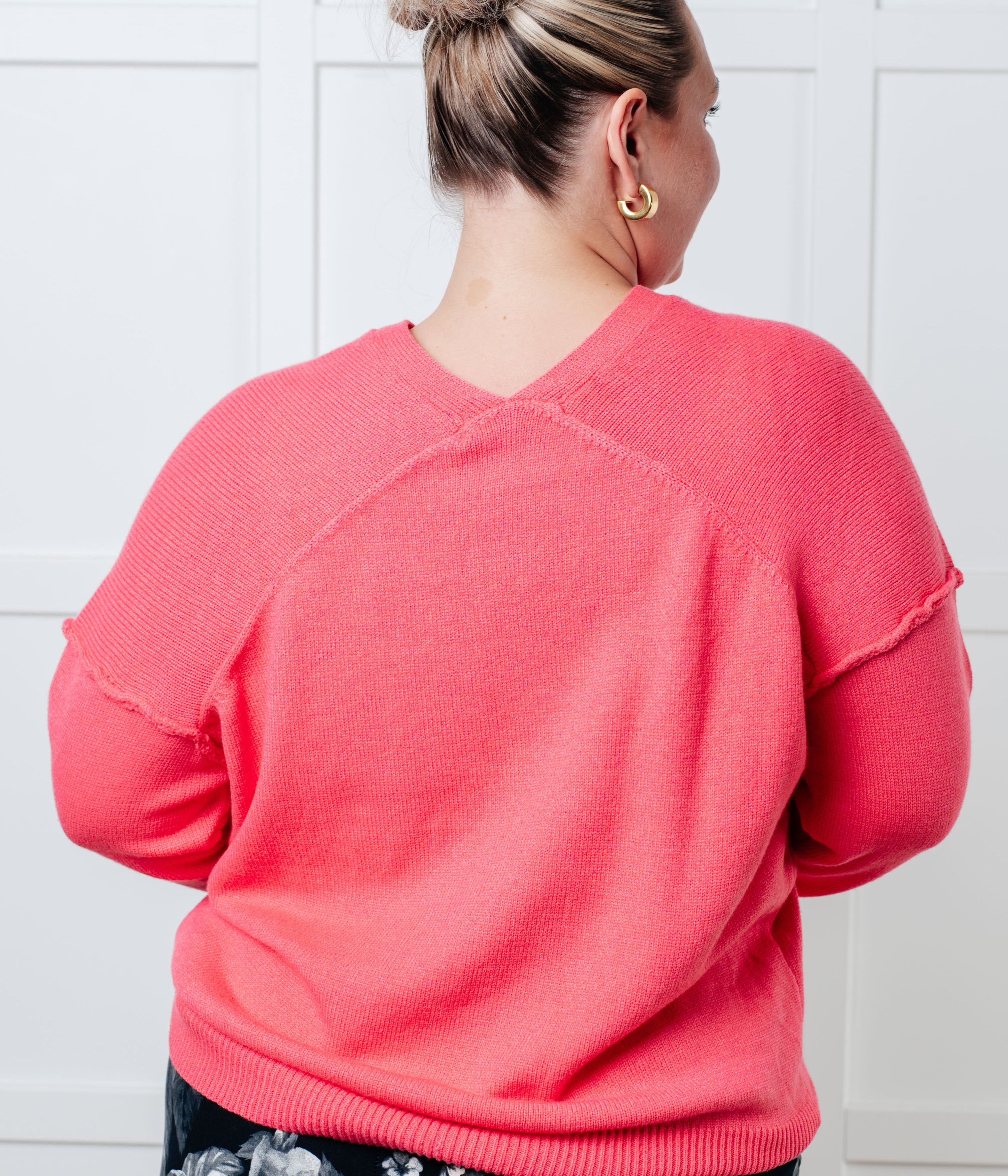 Very Understandable V-Neck Sweater in Pink Tops Ave Shops- Tilden Co.