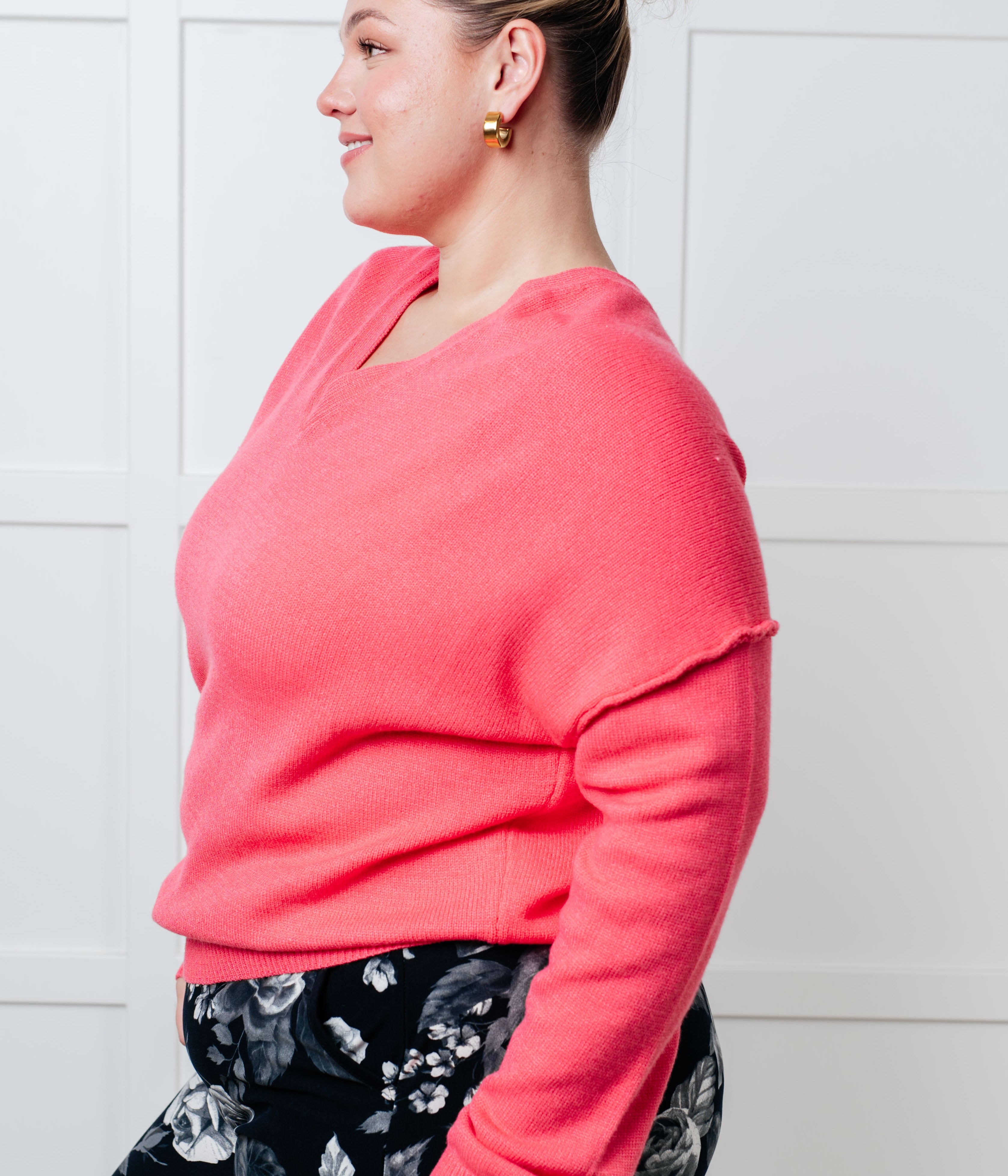 Very Understandable V-Neck Sweater in Pink Tops Ave Shops- Tilden Co.