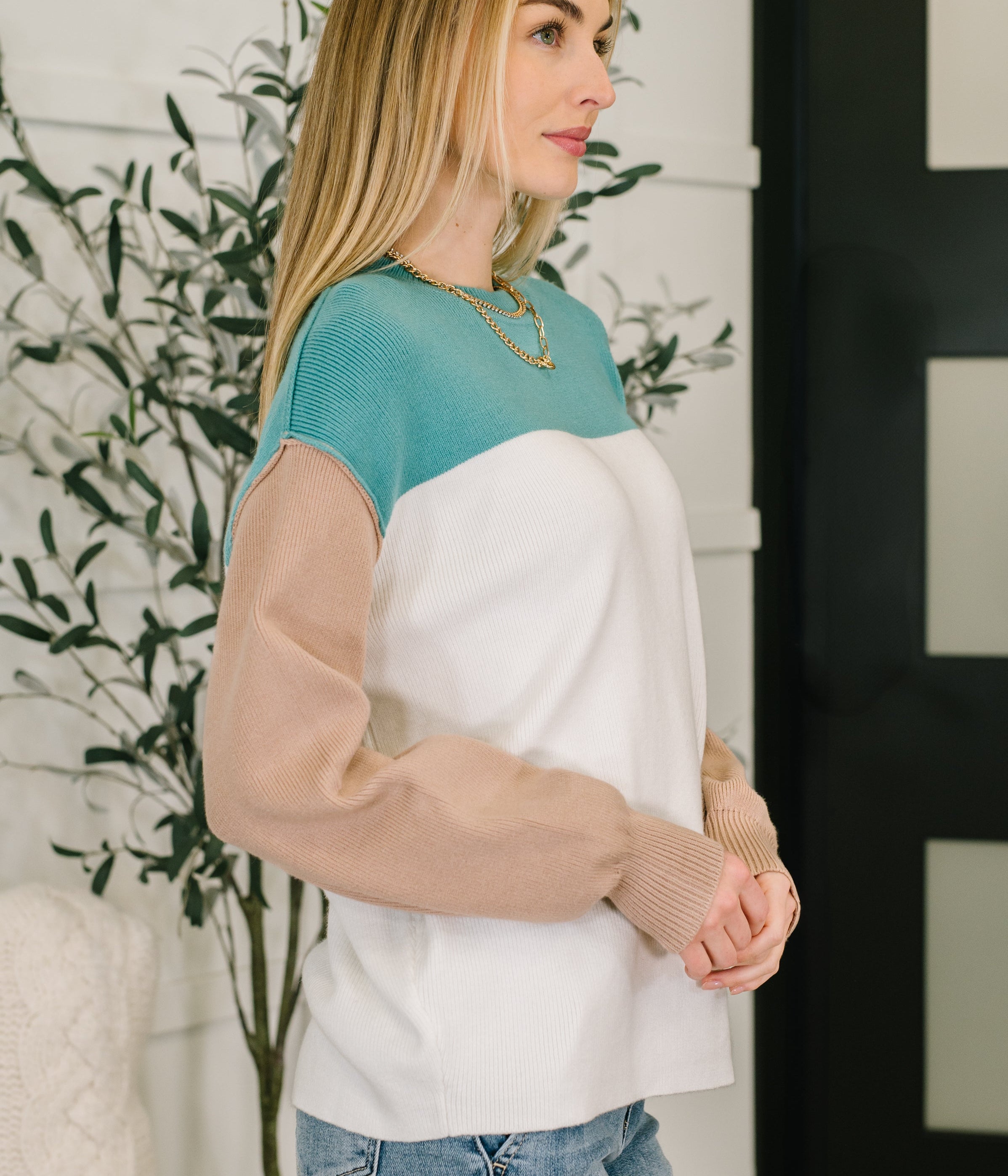 Walk in Central Park Ribbed Knit Color Block Pullover Womens Ave Shops- Tilden Co.