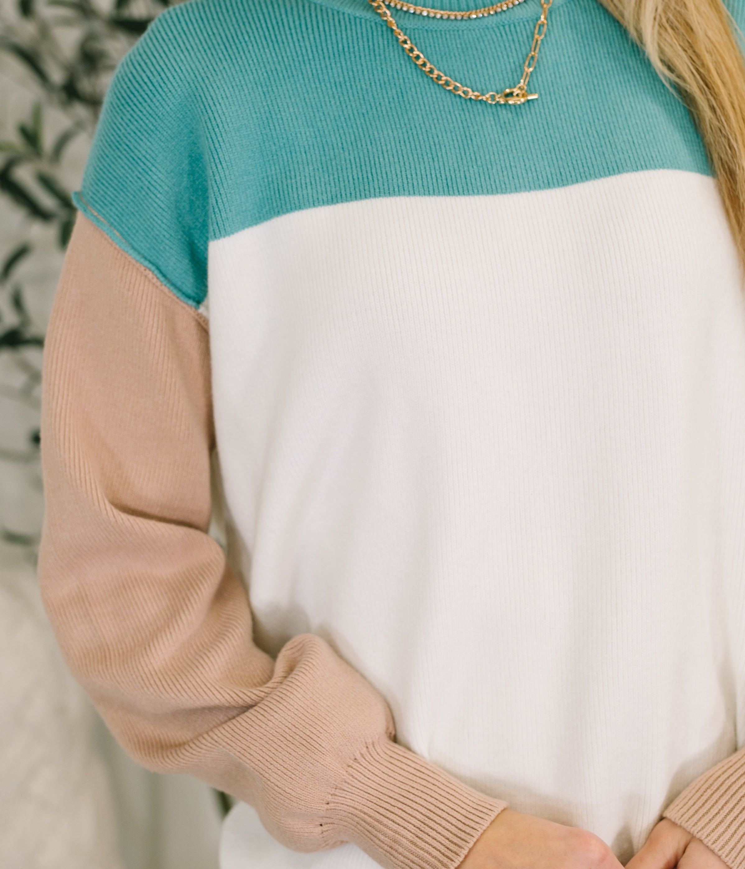 Walk in Central Park Ribbed Knit Color Block Pullover Womens Ave Shops- Tilden Co.