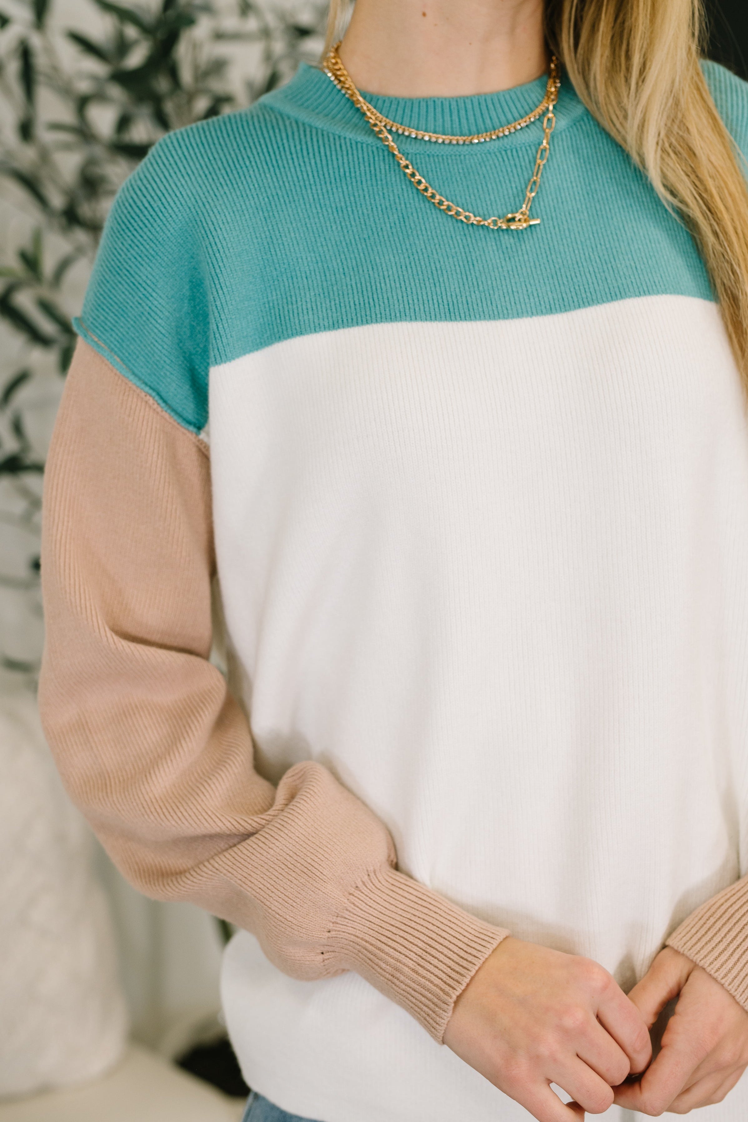 Walk in Central Park Ribbed Knit Color Block Pullover Womens Ave Shops- Tilden Co.