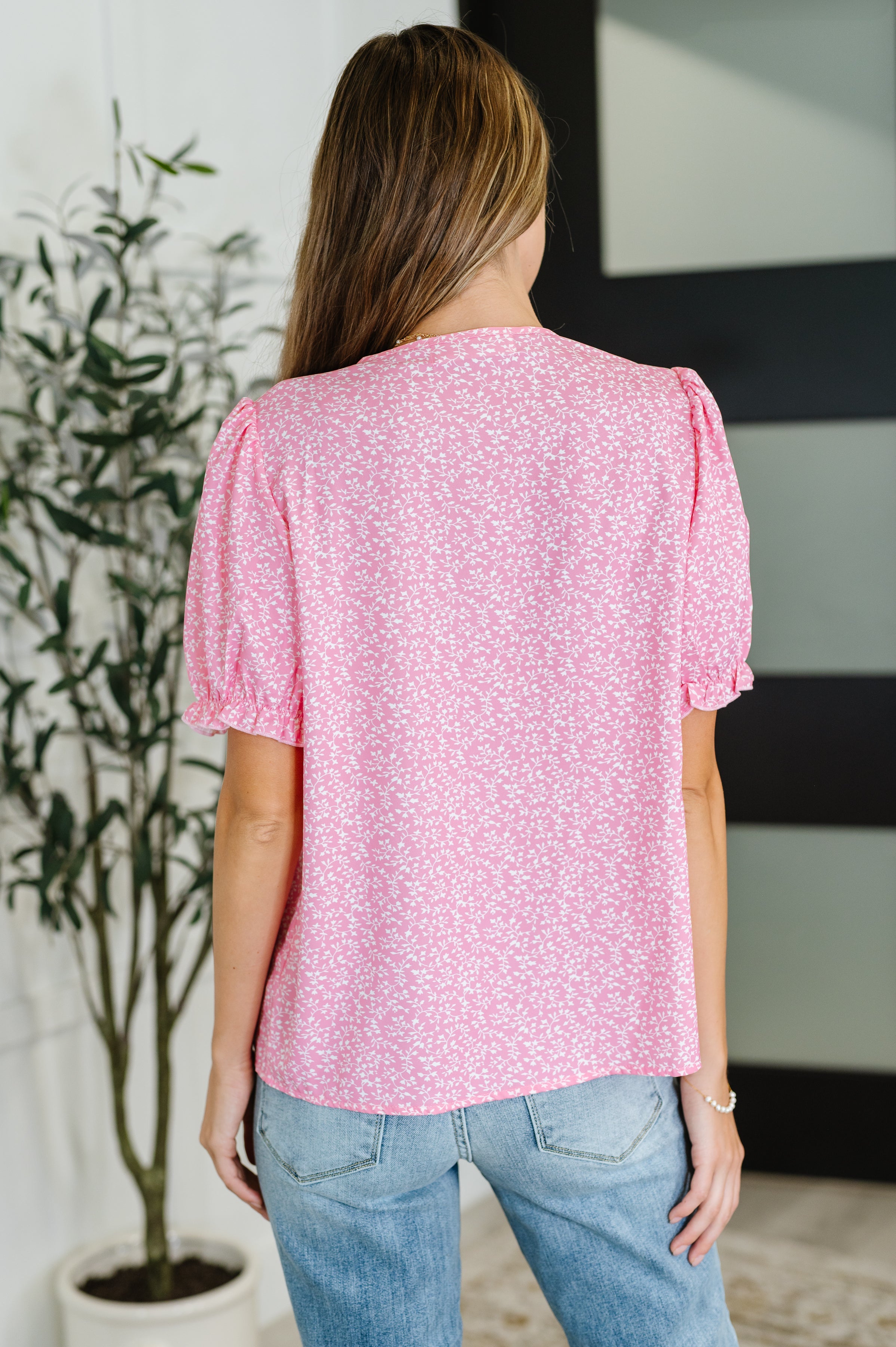 Wander Bloom Embroidered Puff Sleeve Blouse in Pink Womens Ave Shops- Tilden Co.