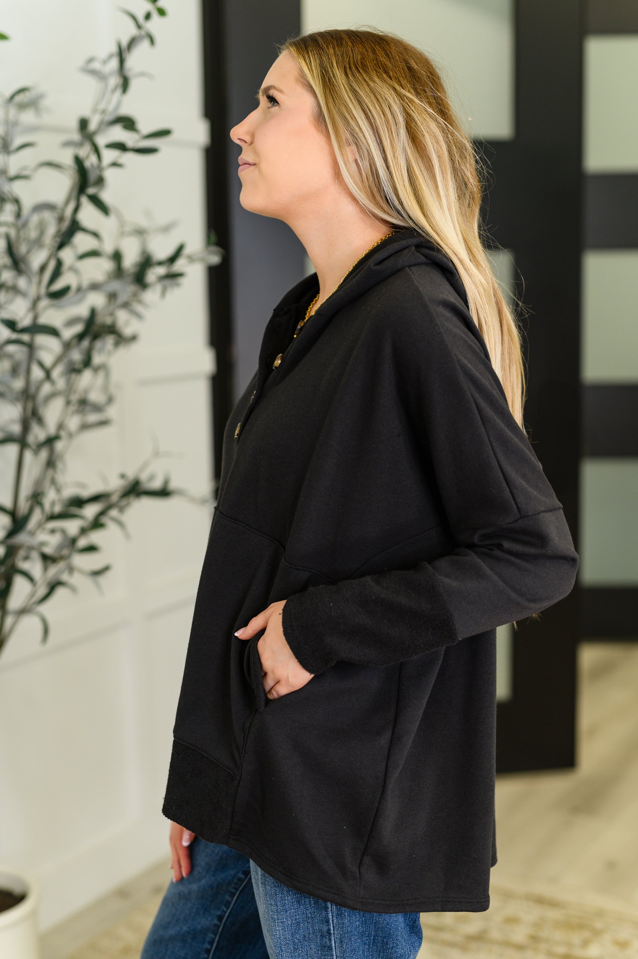 Warm Intentions Henley Pullover in Black Womens Ave Shops- Tilden Co.